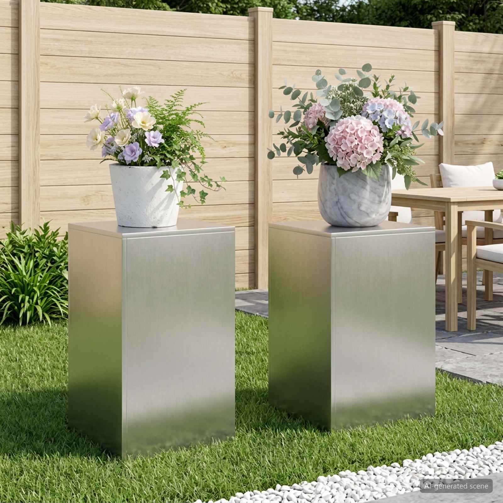 Taimede alus 2 pcs Hõbedane 40 x 40 x 60 cm Teras