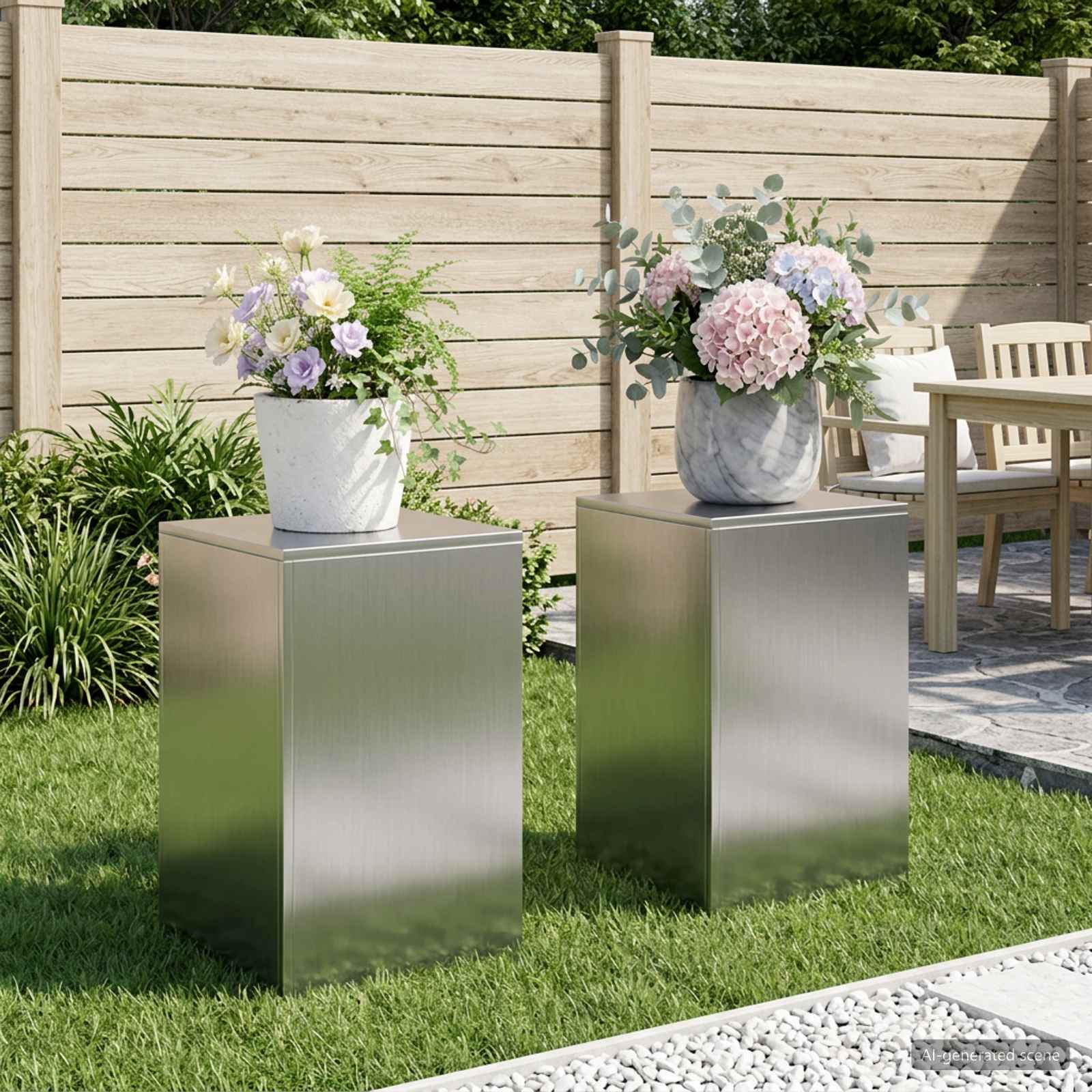 Taimede alus 2 pcs Hõbedane 40 x 40 x 60 cm Roostevaba teras