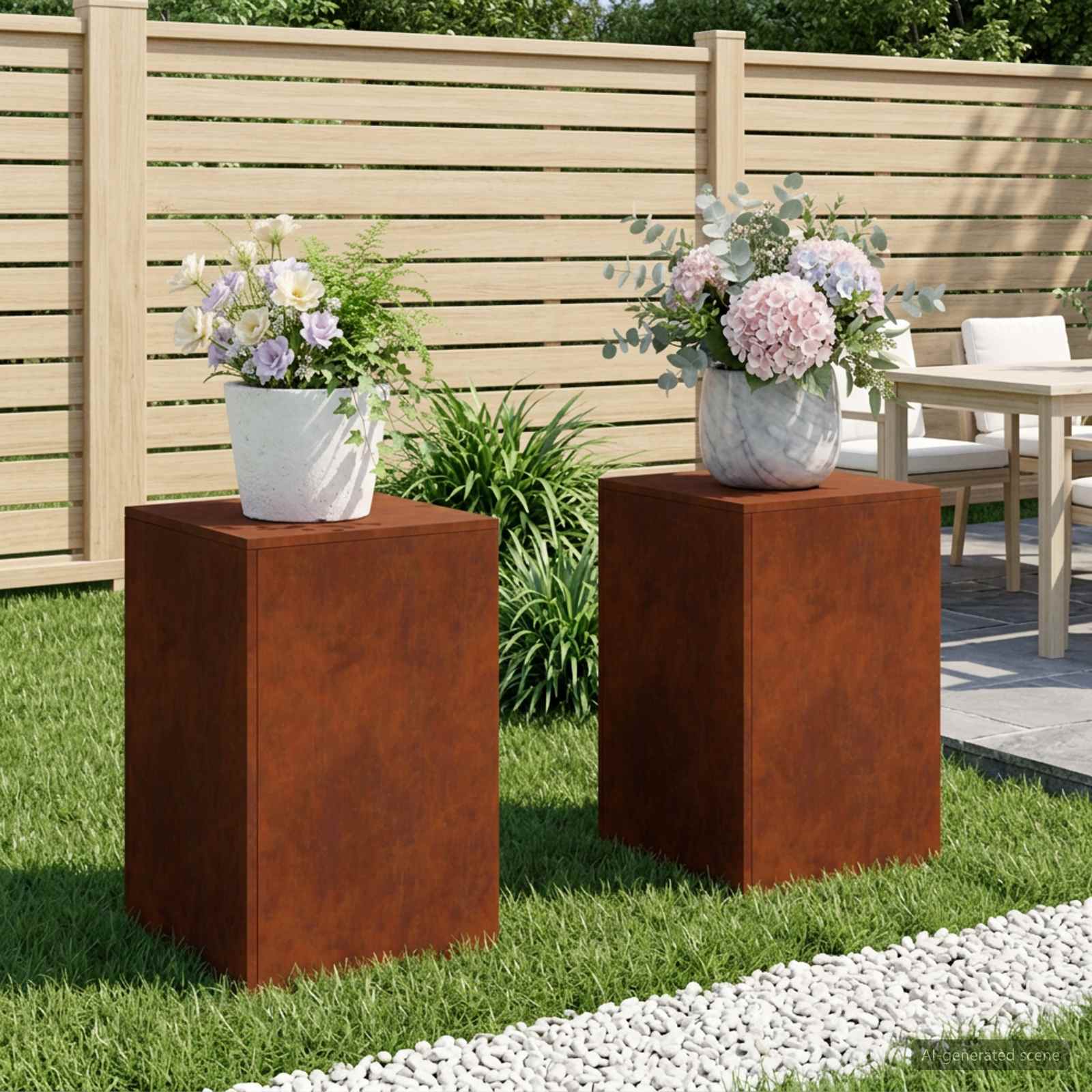 Taimede alus 2 pcs Rooste 40 x 40 x 60 cm Ilmastikukindel teras