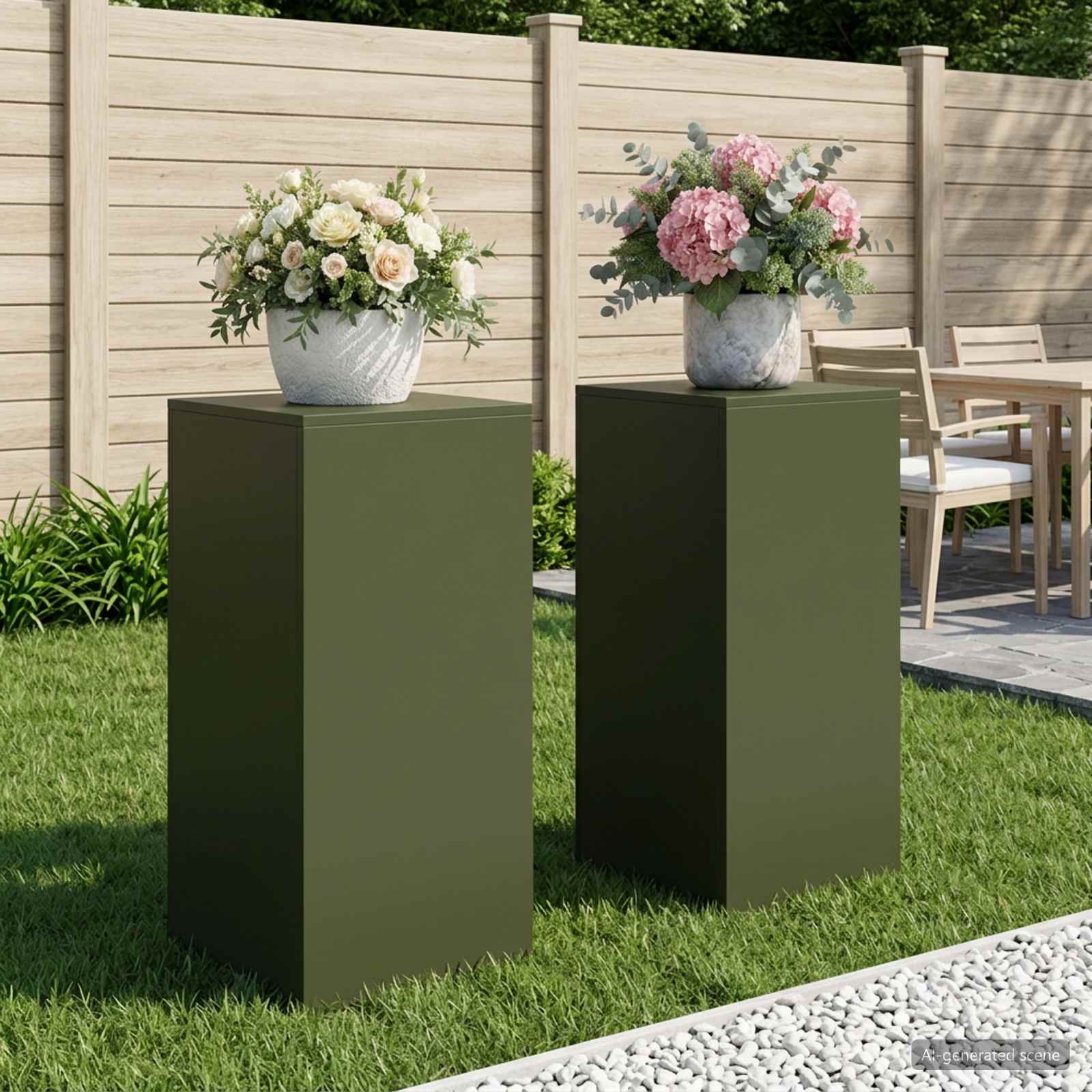 Taimede alus 2 pcs Oliiviroheline 40 x 40 x 80 cm Teras