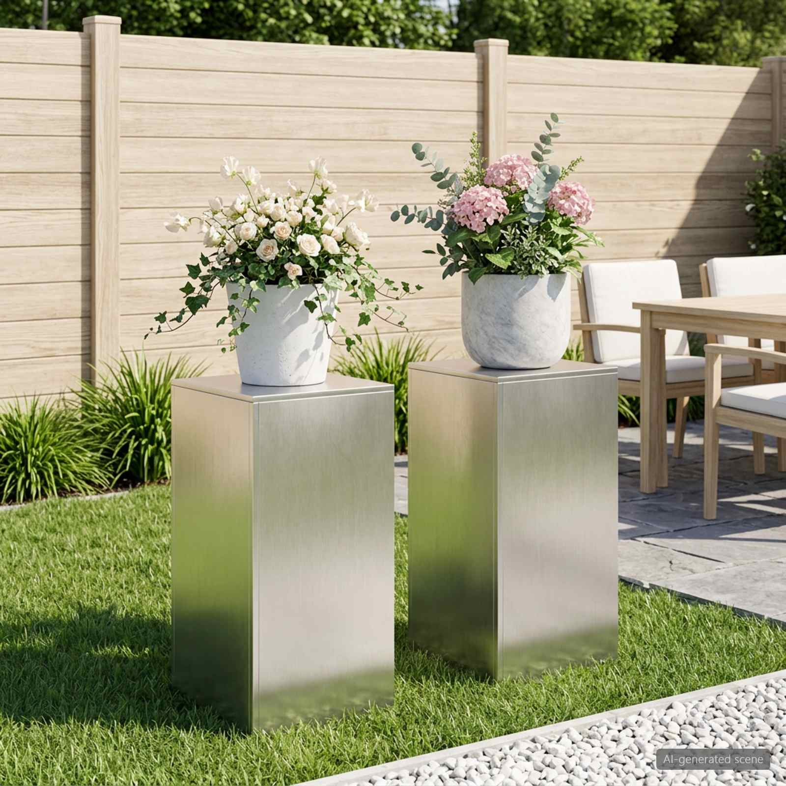 Taimede alus 2 pcs Hõbedane 40 x 40 x 80 cm Teras