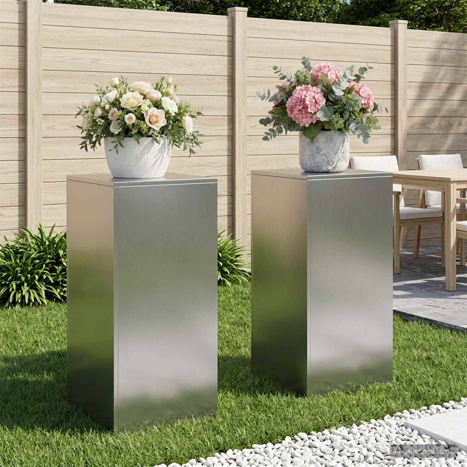 Taimede alus 2 pcs Hõbedane 40 x 40 x 80 cm Roostevaba teras
