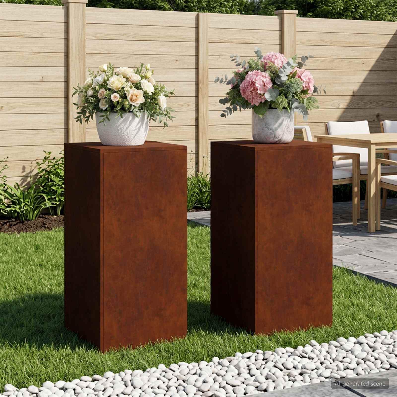 Taimede alus 2 pcs Rooste 40 x 40 x 80 cm Ilmastikukindel teras