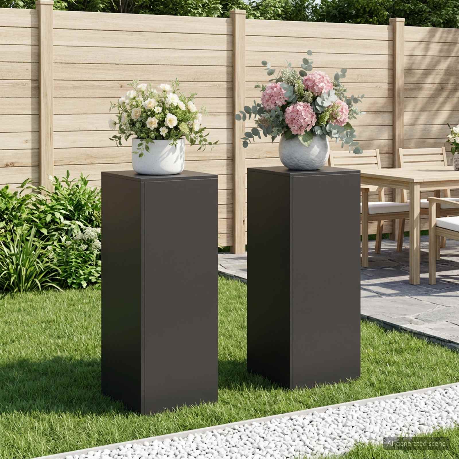 Taimede alus 2 pcs Must 40 x 40 x 100 cm Teras
