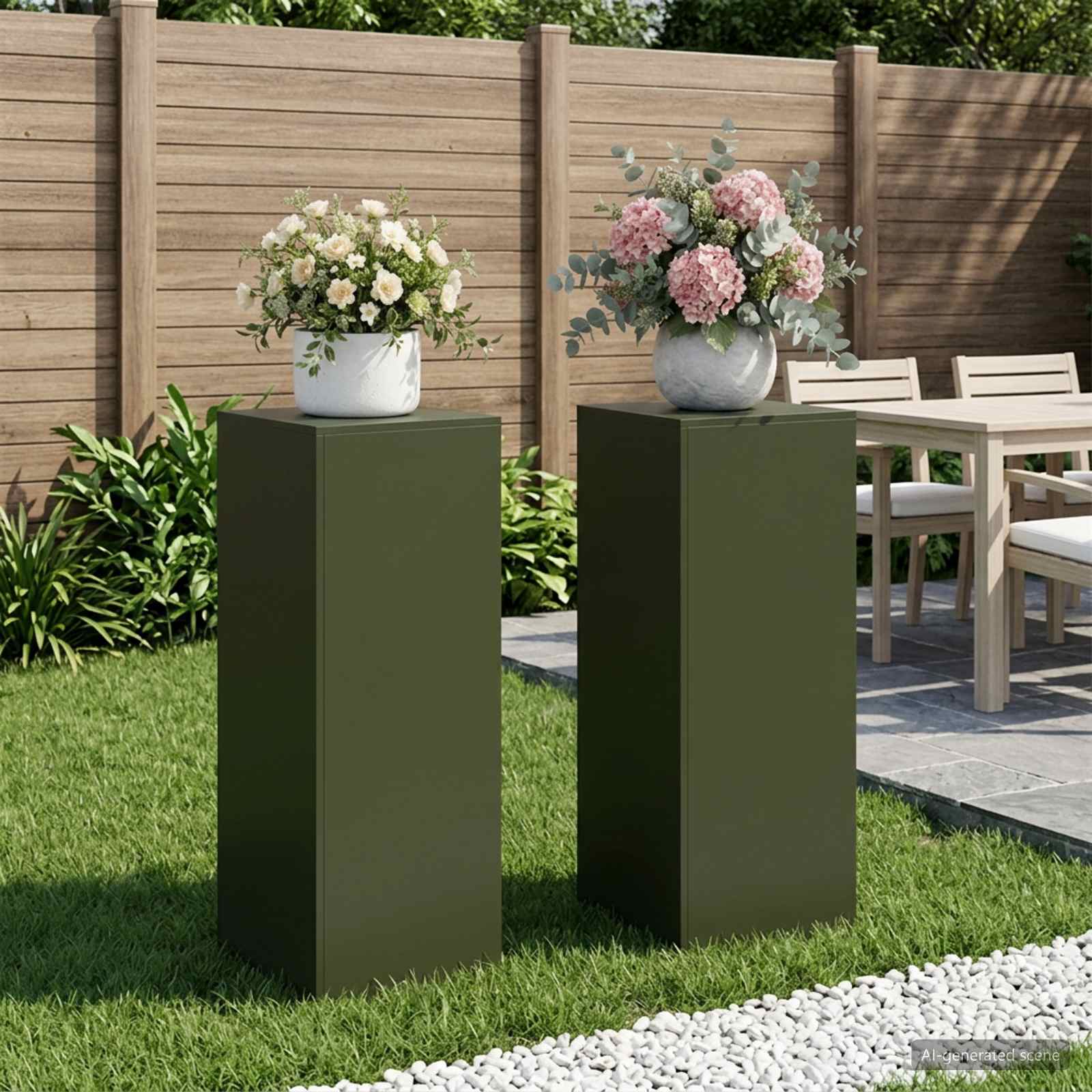 Taimede alus 2 pcs Oliiviroheline 40 x 40 x 100 cm Teras