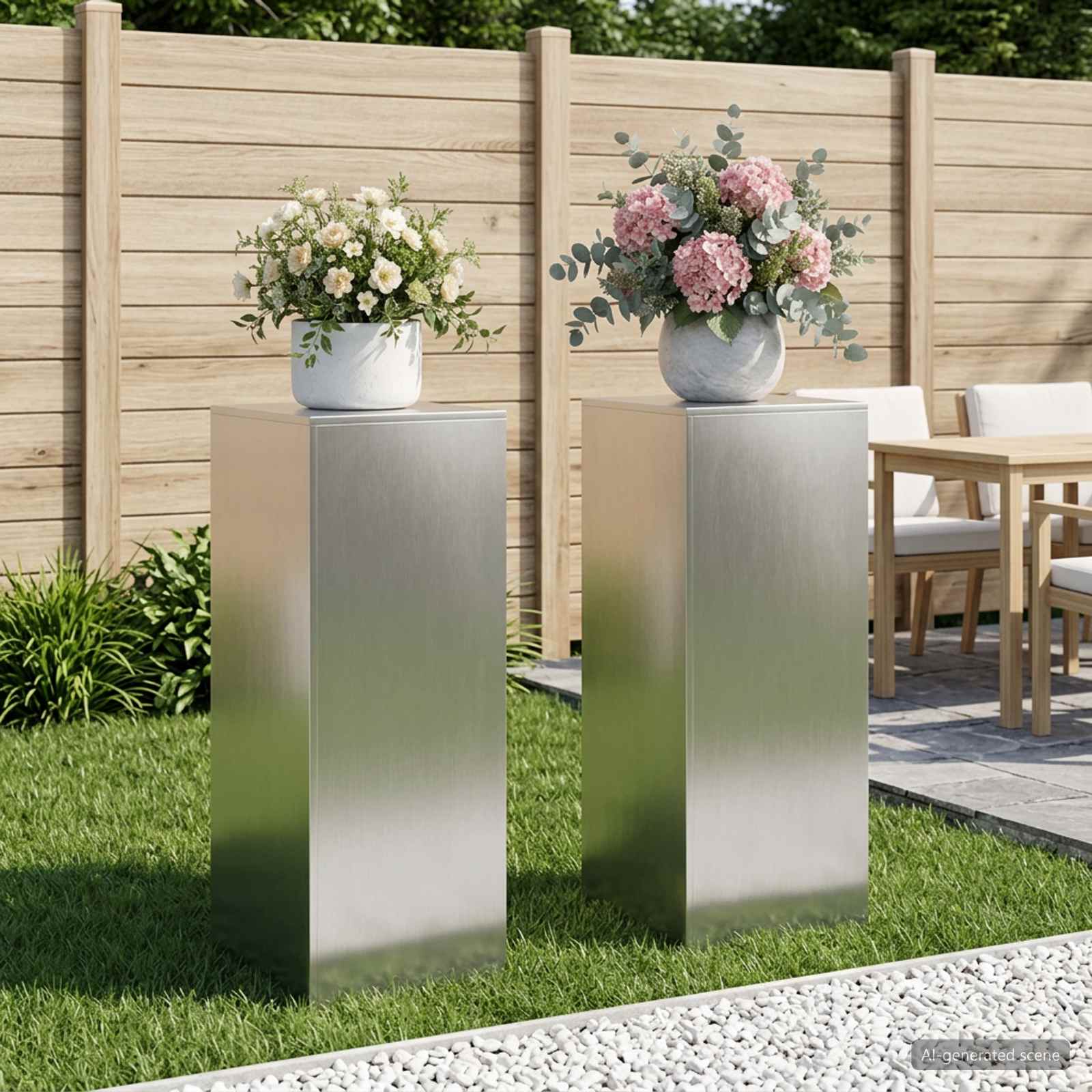 Taimede alus 2 pcs Hõbedane 40 x 40 x 100 cm Teras