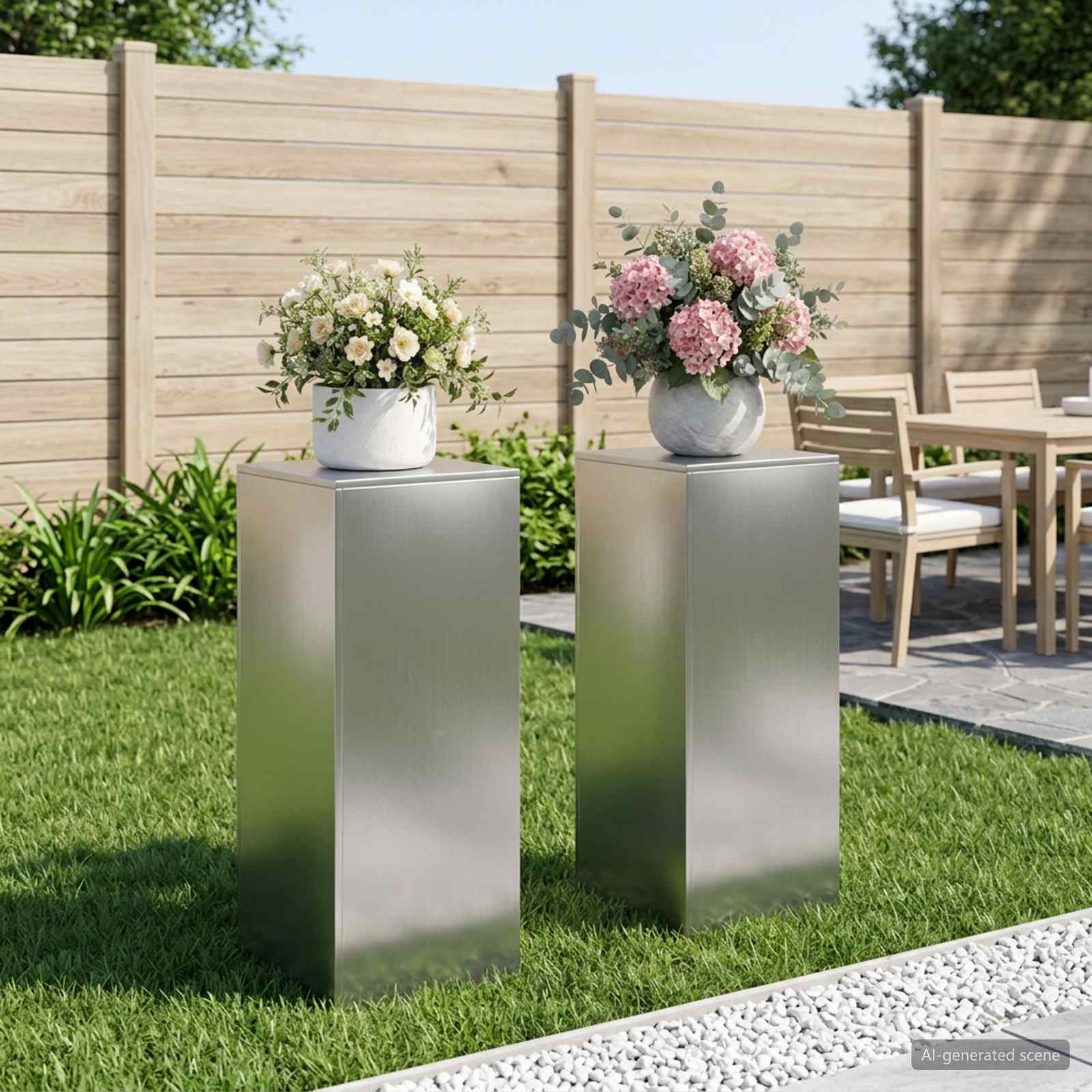 Taimede alus 2 pcs Hõbedane 40 x 40 x 100 cm Roostevaba teras