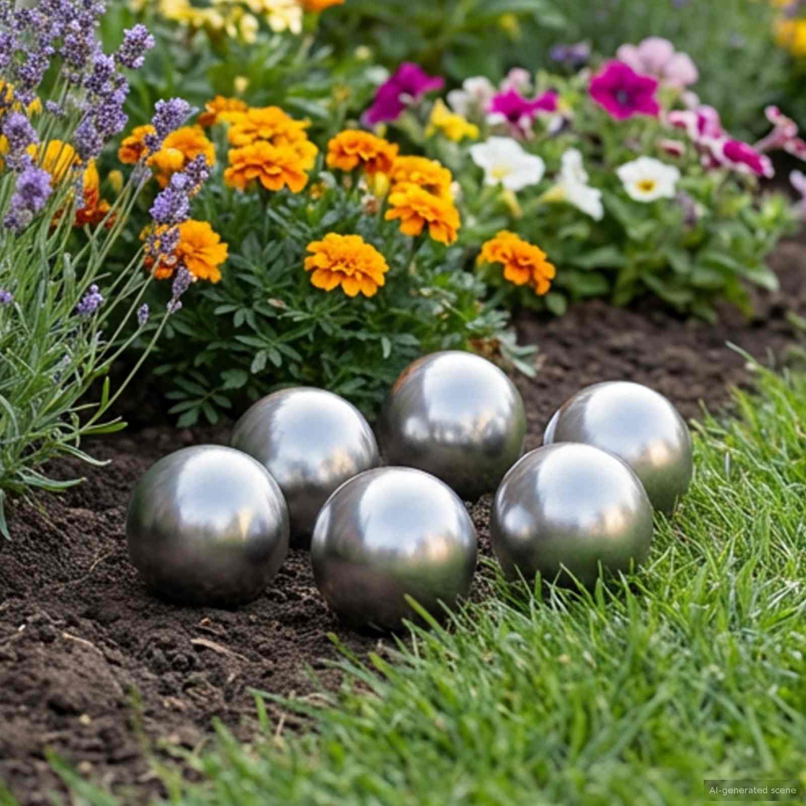 Harjatud pall 6 tk Ø 7,5 cm Hõbedane Roostevaba teras 201