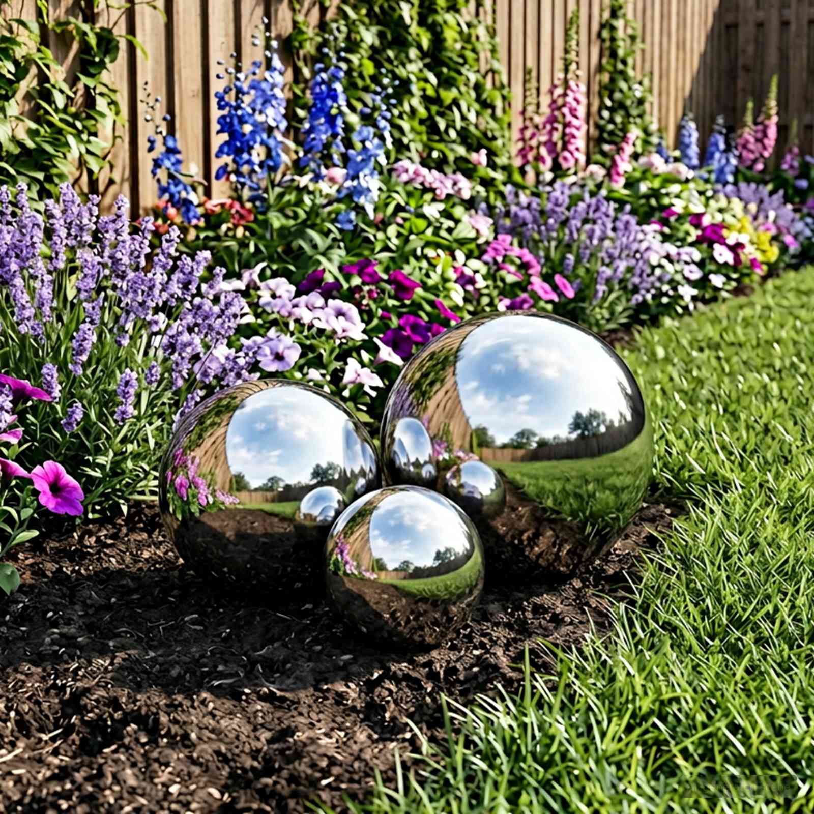 Peegelpall 3 tk Ø 20 cm Hõbedane Roostevaba teras 201