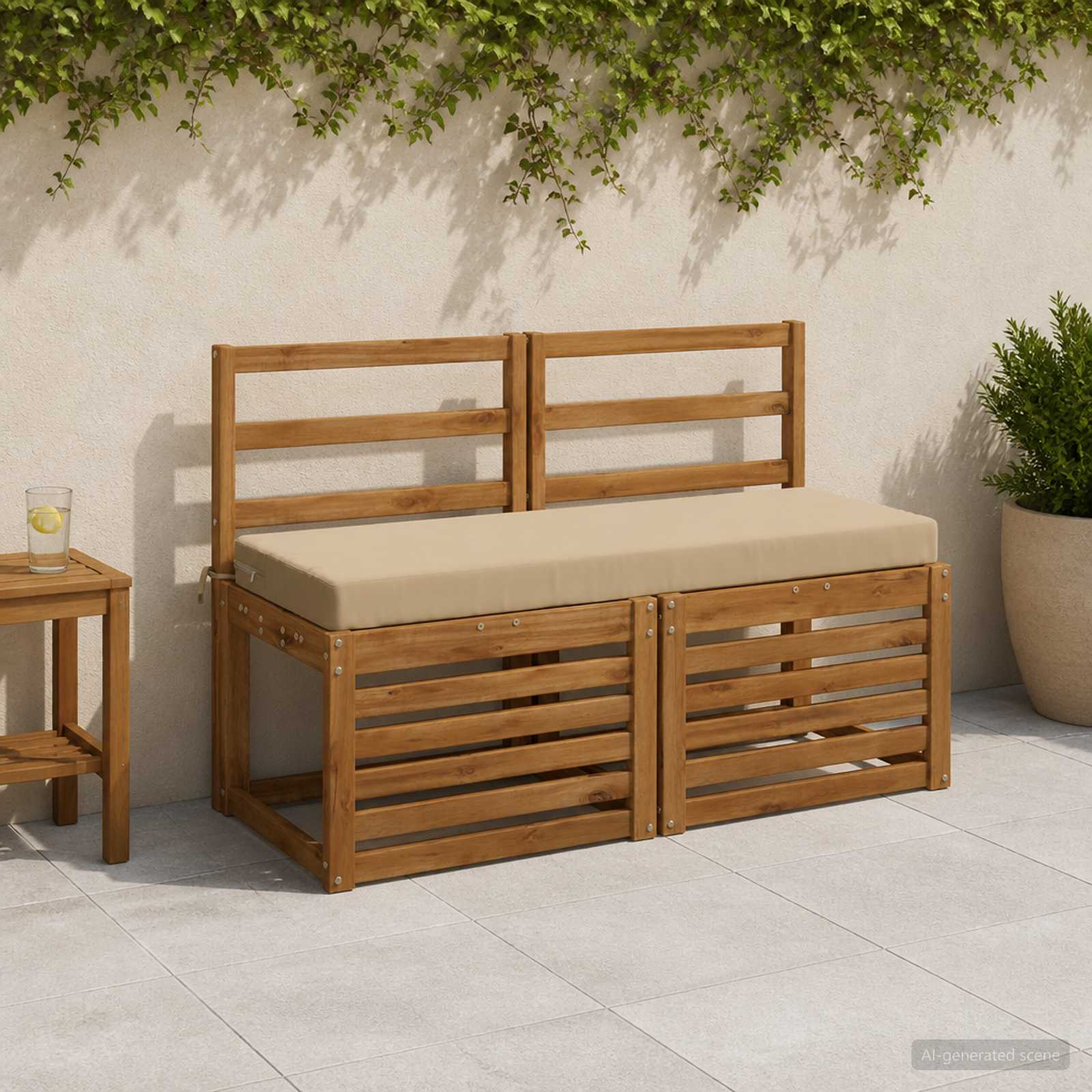 Pingipatjad SOEST 2 tk 100% Polüester Beež 110 x 40 x 8 cm