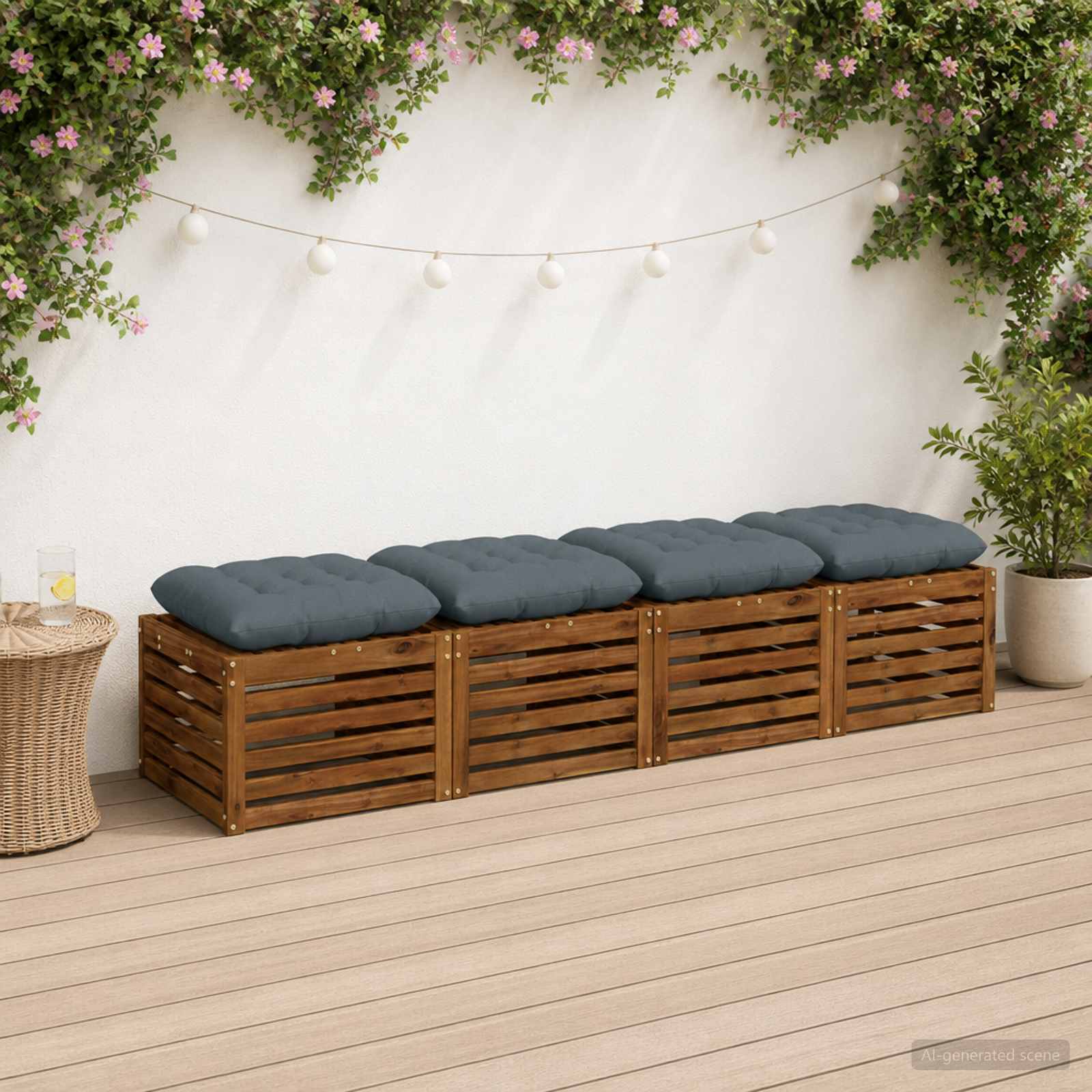 Istumispatjad VIANEN 4 tk 100% Polüester Sinine 40 x 40 x 12 cm