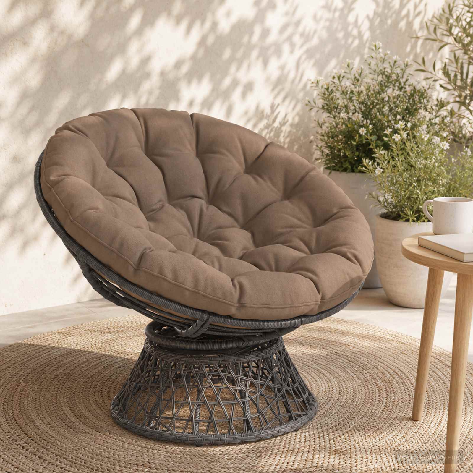 Papasan tooli vaip VIANEN 100% Polüester Pruunikashall
