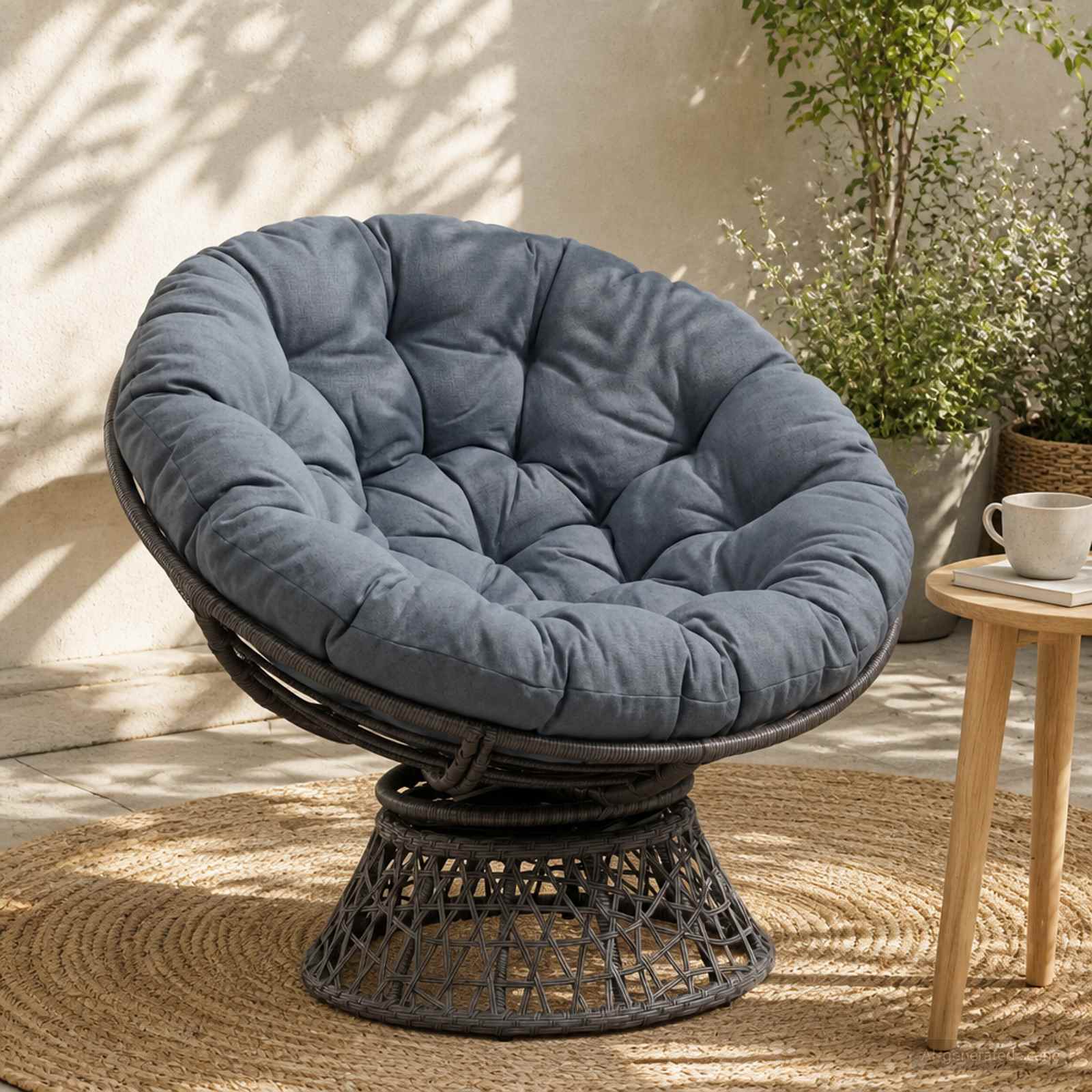 Papasan tooli vaip VIANEN 100% Polüester Sinine Ø 120 x 12 cm