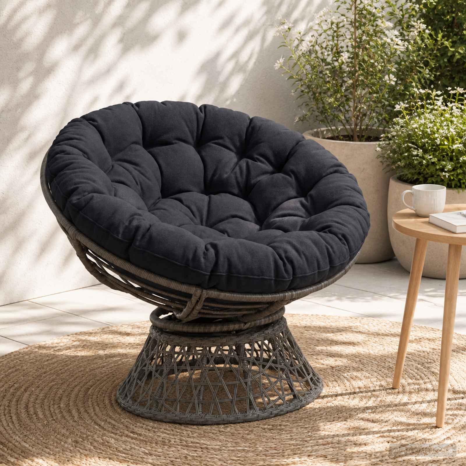 Papasan tooli vaip VIANEN 100% Polüester Tumesinine