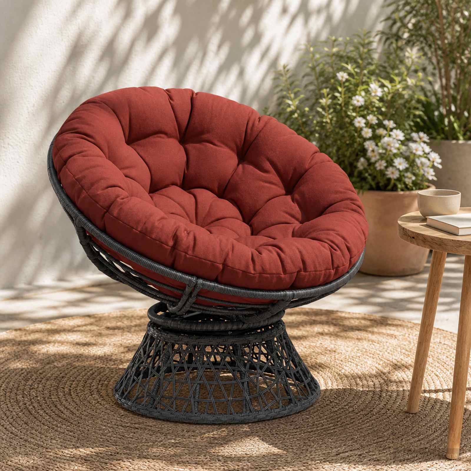 Papasan tooli vaip VIANEN 100% Polüester Punane Ø 120 x 12 cm