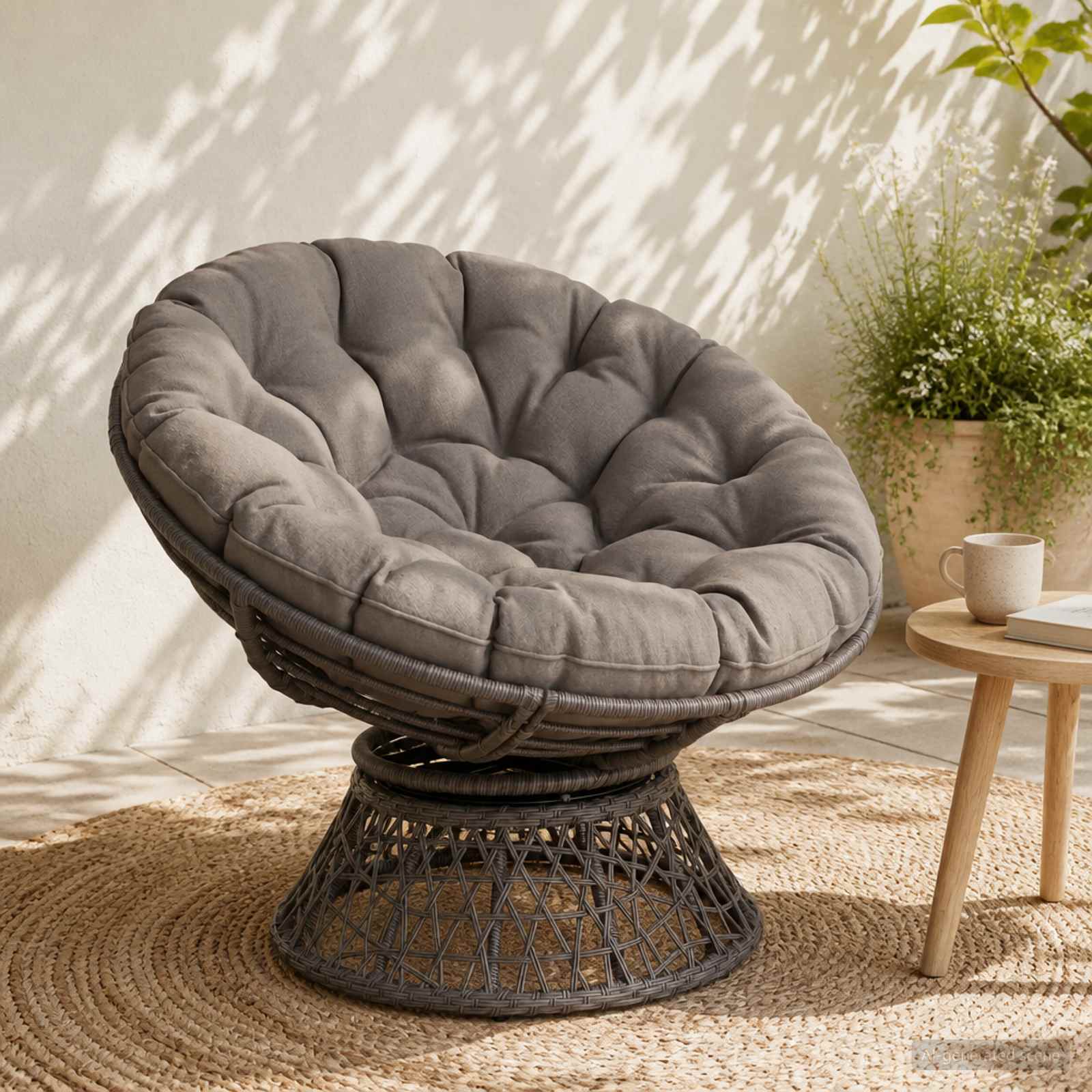 Papasan tooli vaip VIANEN 100% Polüester Hall Ø 130 x 12 cm