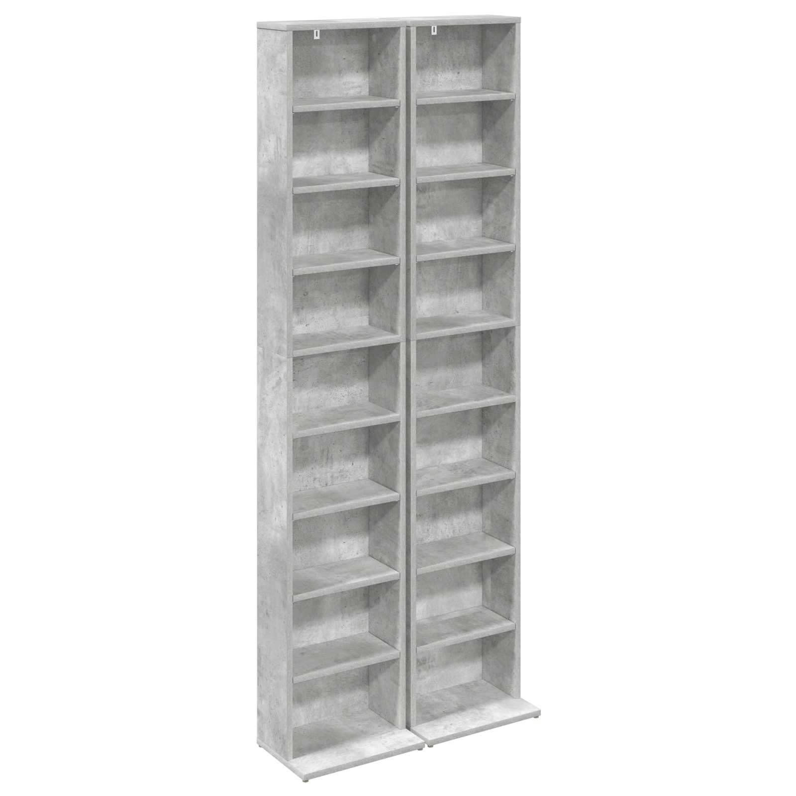 CD kapp 2 tk Betoonhall 33 x 23,5 x 175 cm Tehispuit