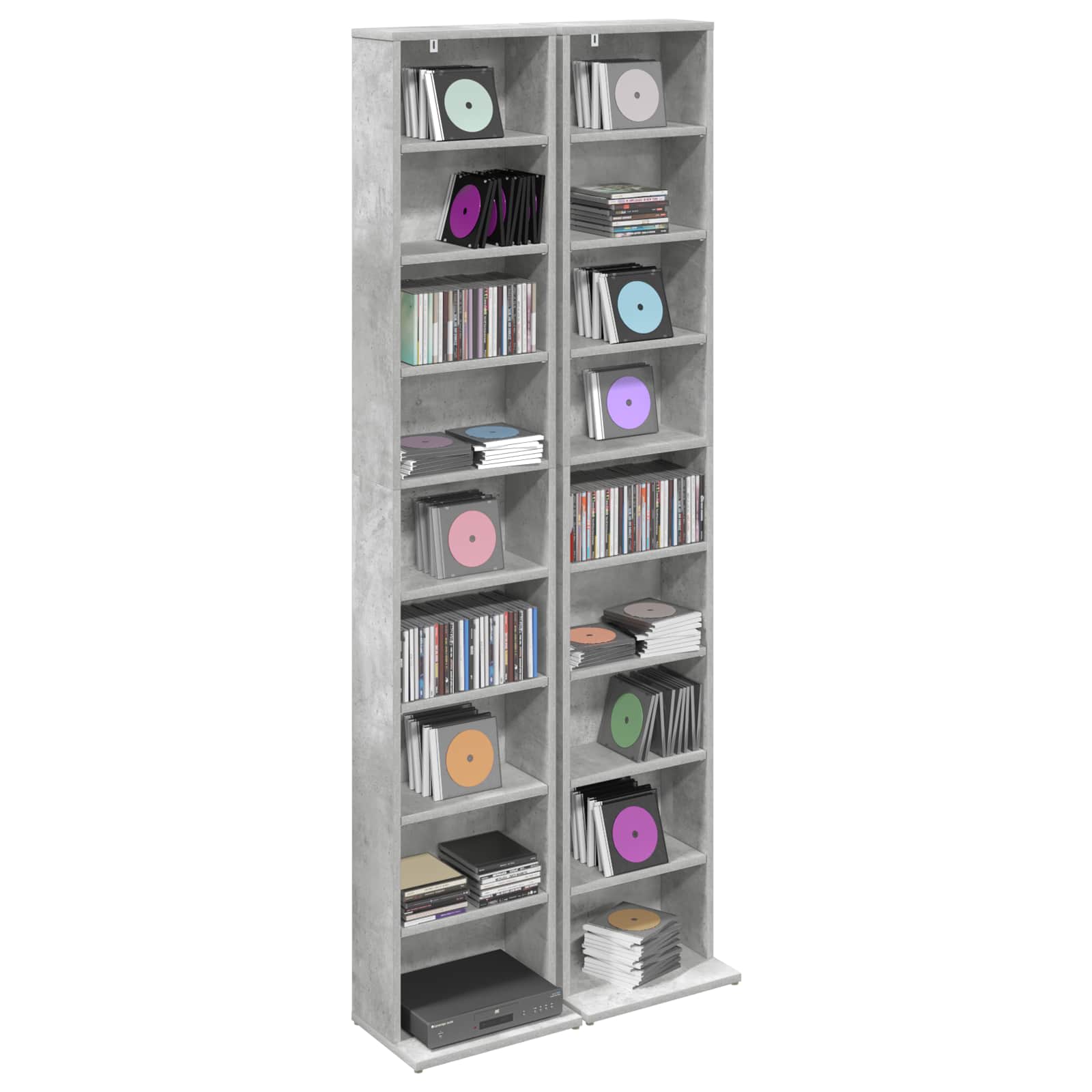 CD kapp 2 tk Betoonhall 33 x 23,5 x 175 cm Tehispuit