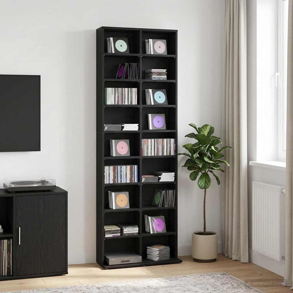 CD kapp Must tamm 65 x 23,5 x 175 cm Tehispuit