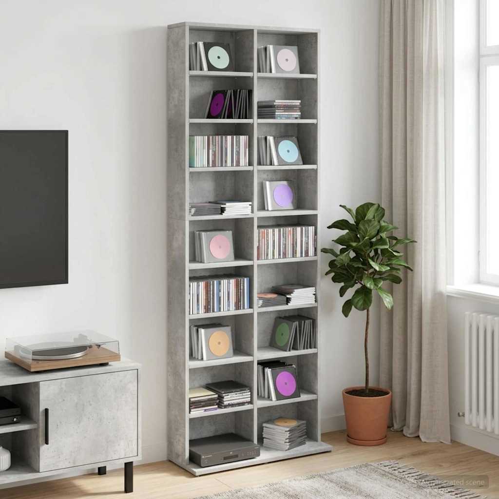 CD kapp Betoonhall 65 x 23,5 x 175 cm Tehispuit