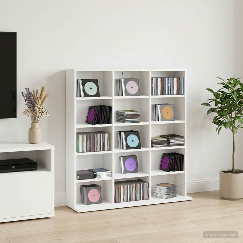 CD kapp Valge 96 x 23,5 x 97,5 cm Tehispuit