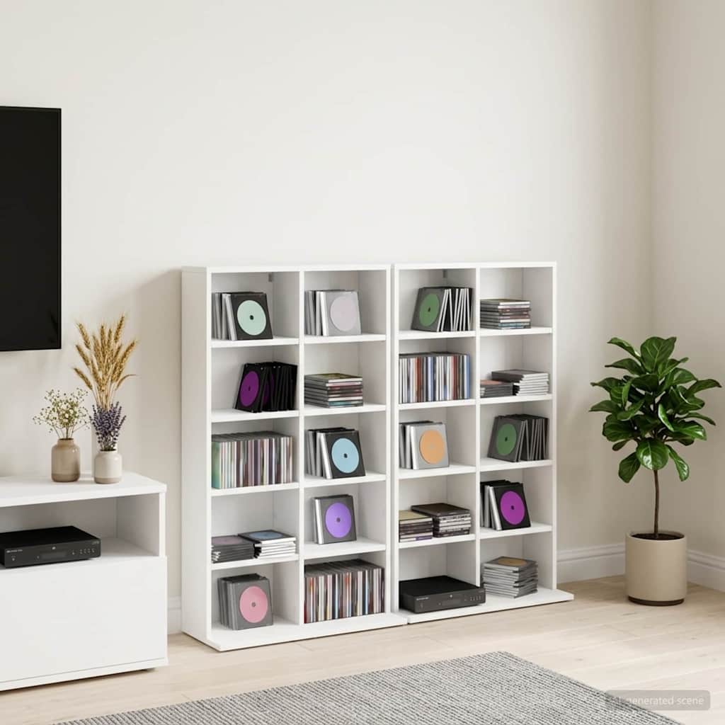 CD kapp 2 tk Valge 65 x 23,5 x 97,5 cm Tehispuit