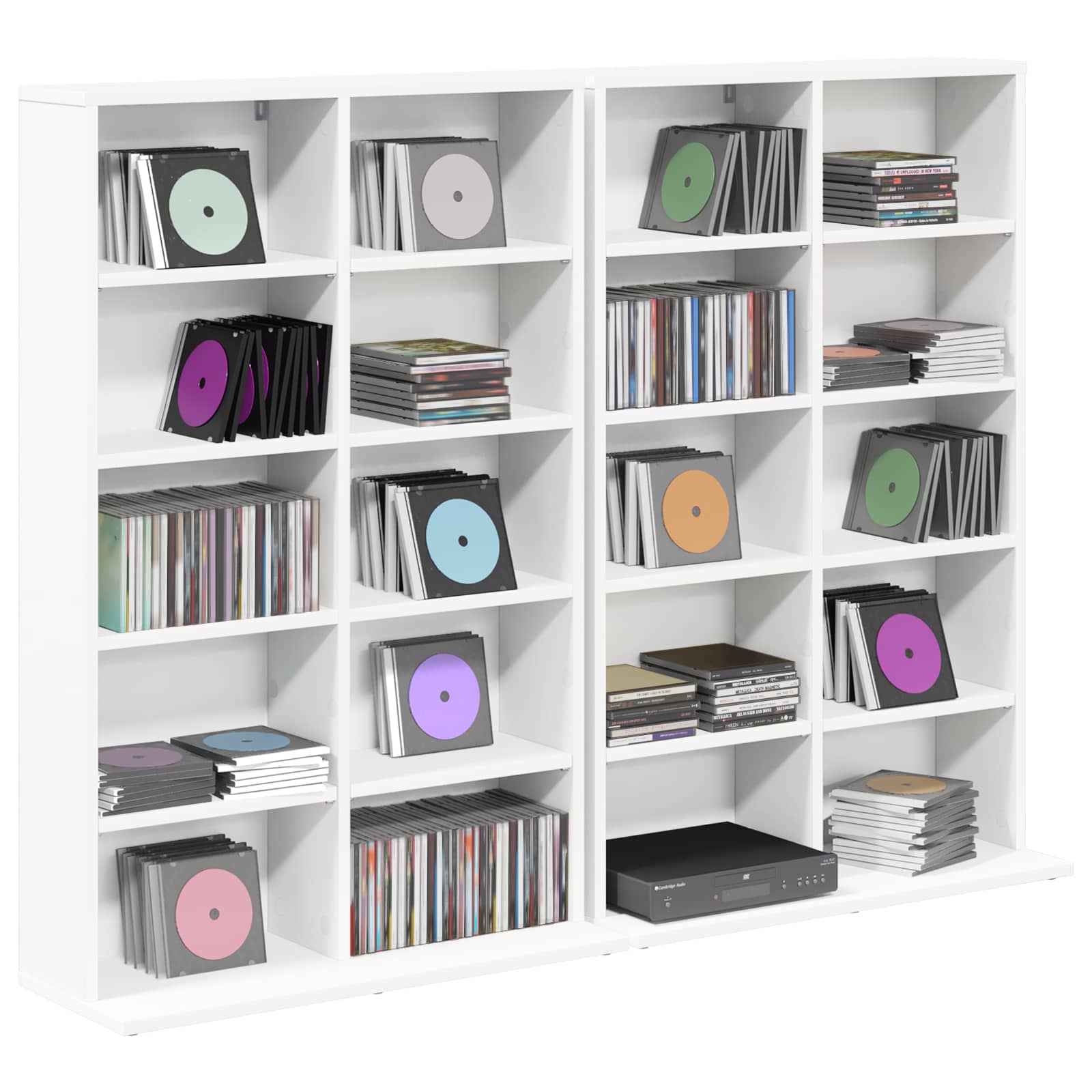 CD kapp 2 tk Valge 65 x 23,5 x 97,5 cm Tehispuit