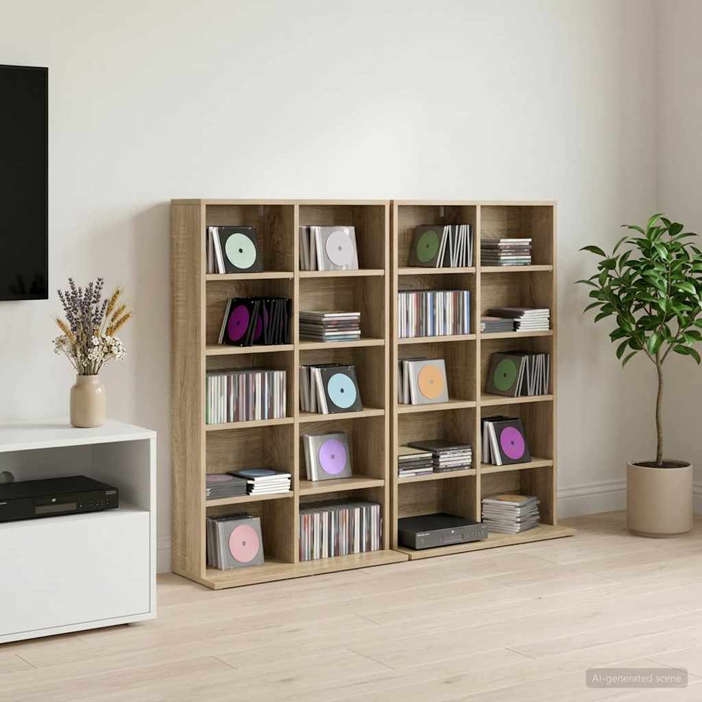 CD kapp 2 tk Sonoma tamm 65 x 23,5 x 97,5 cm Tehispuit