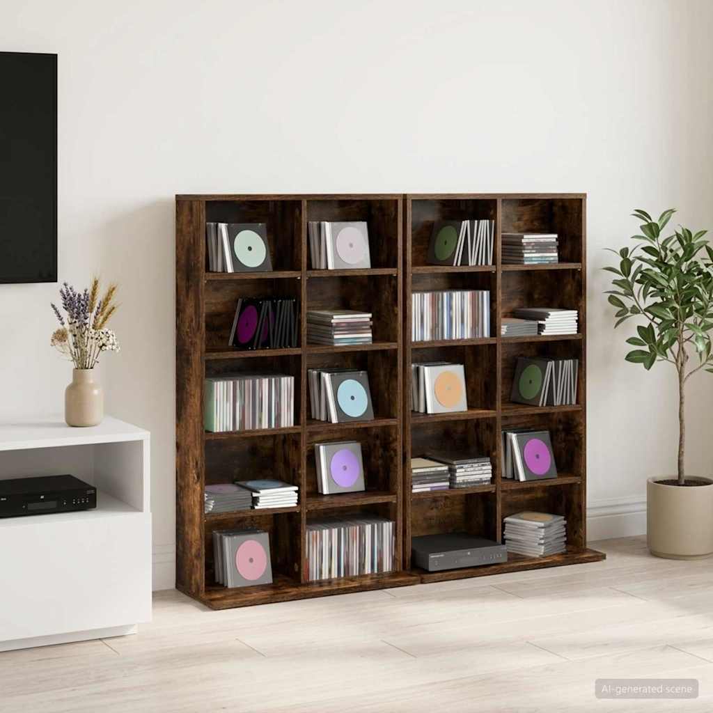 CD kapp 2 tk Suitsutatud tamm 65 x 23,5 x 97,5 cm Tehispuit