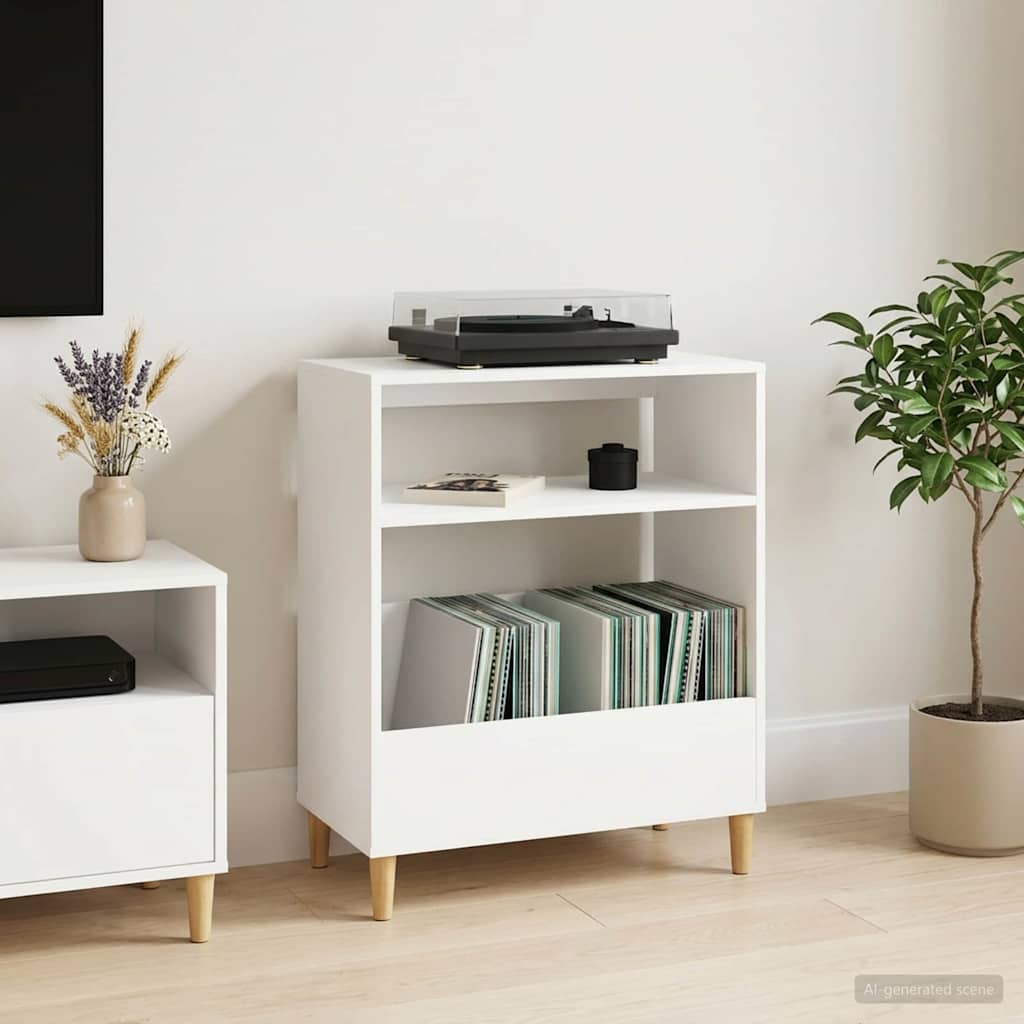 Plaadimängija alus Valge 71 x 39,5 x 83 cm Tehispuit