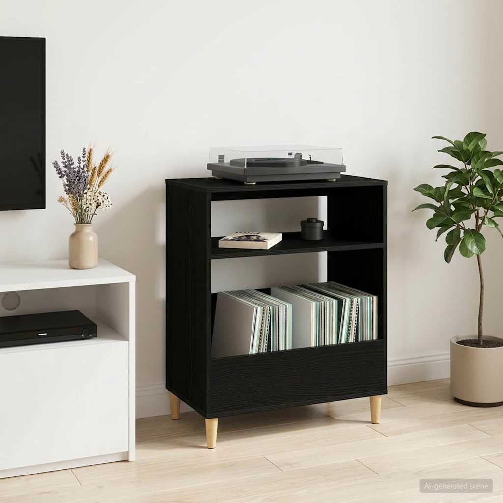 Plaadimängija alus Must tamm 71 x 39,5 x 83 cm Tehispuit