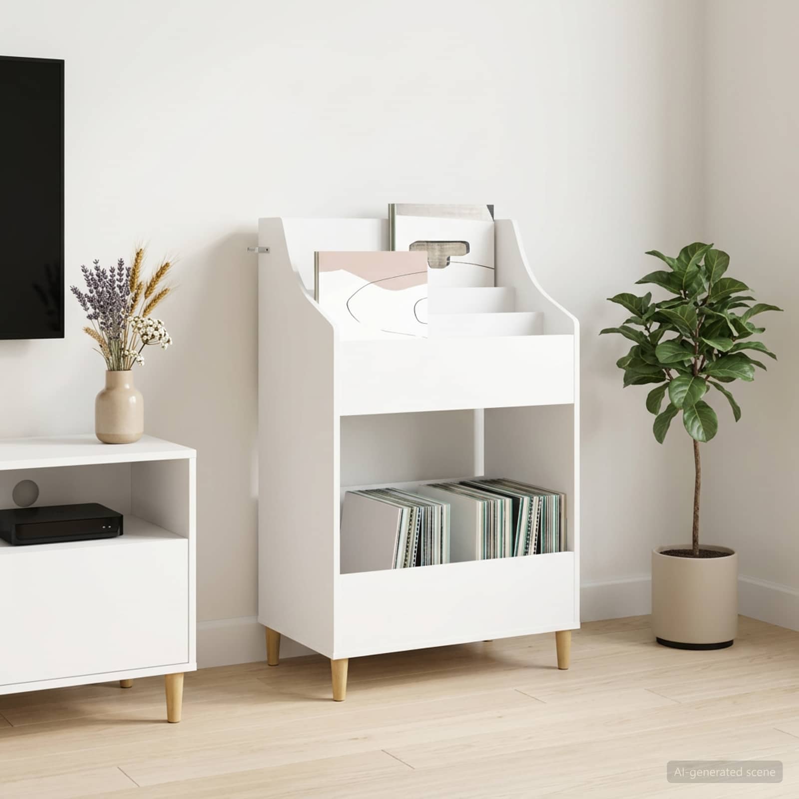 Meedia riiulid Valge 70,5 x 46 x 112 cm Tehispuit