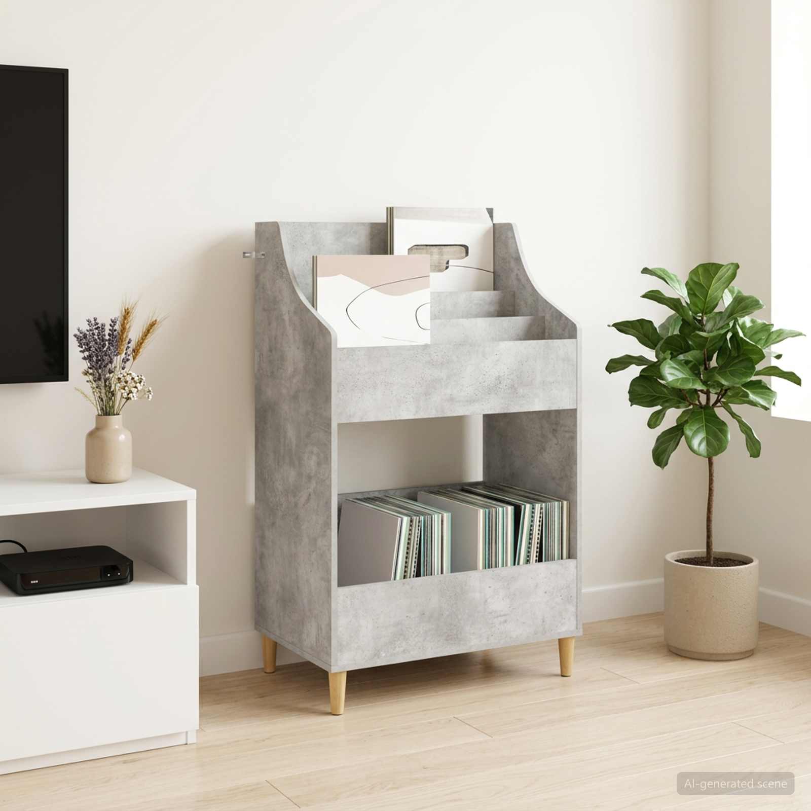 Meedia riiulid Betoonhall 70,5 x 46 x 112 cm Tehispuit