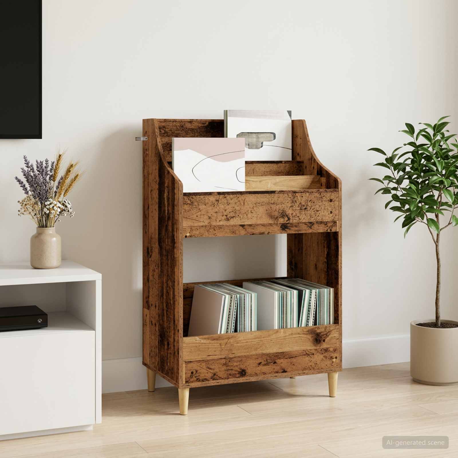 Meedia riiulid Vana puit 70,5 x 46 x 112 cm Tehispuit
