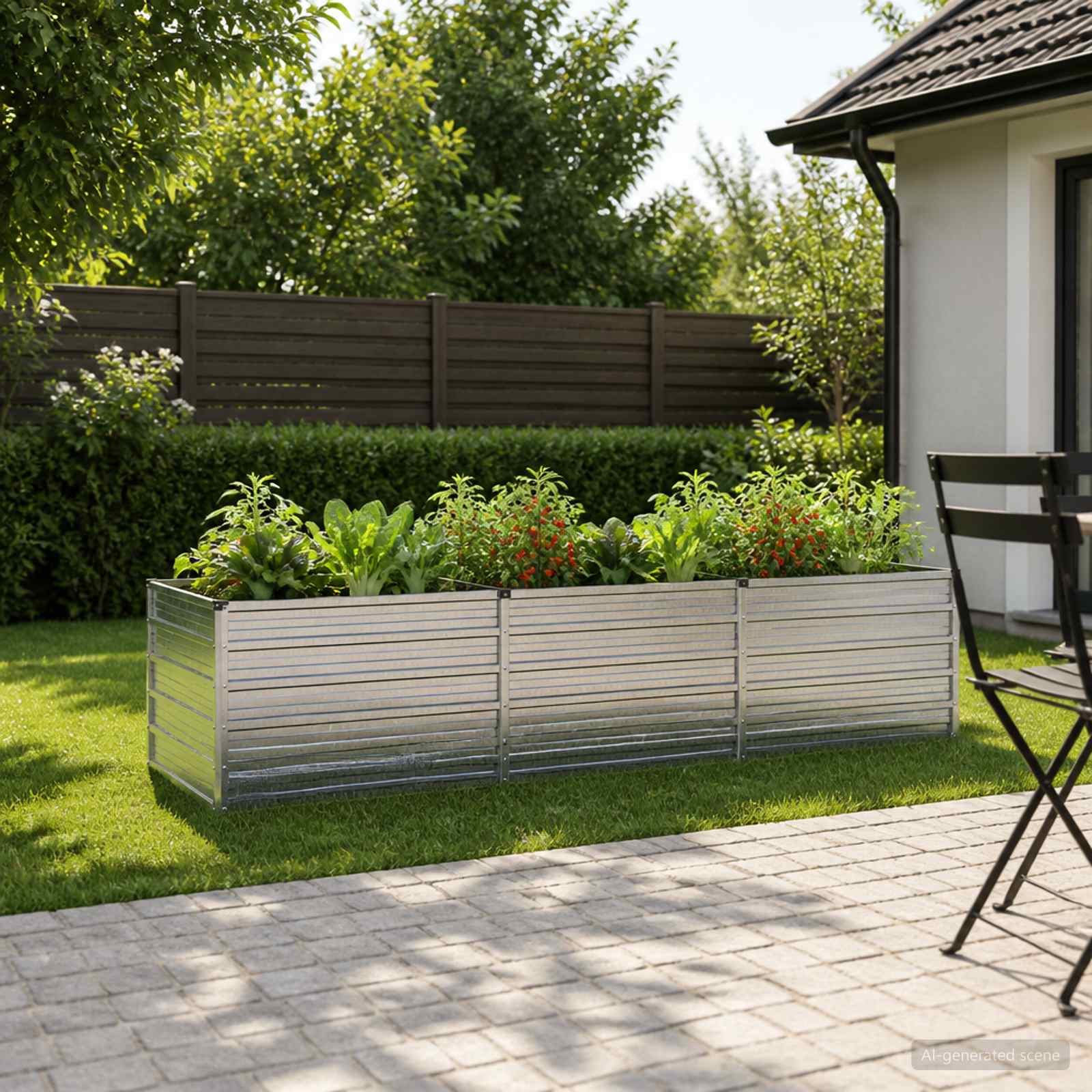 Tõstetud Aiapeenar Tsingitud hõbedane 242 x 80 x 55 cm Teras