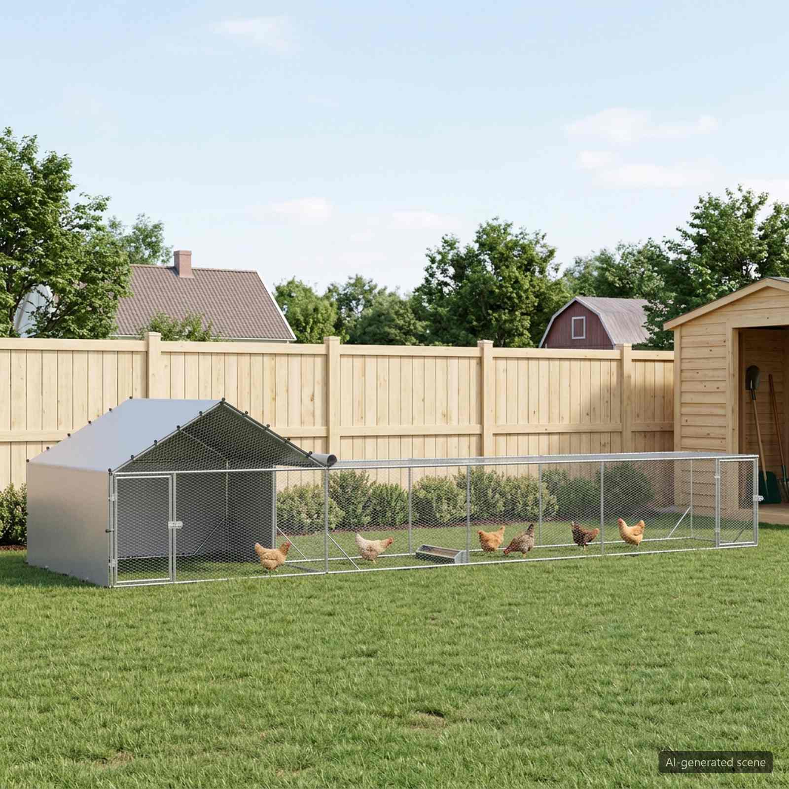 Kana Coop koos Katuse ja Aed 2 tk Hõbedane 7 x 2 x 1,5 m