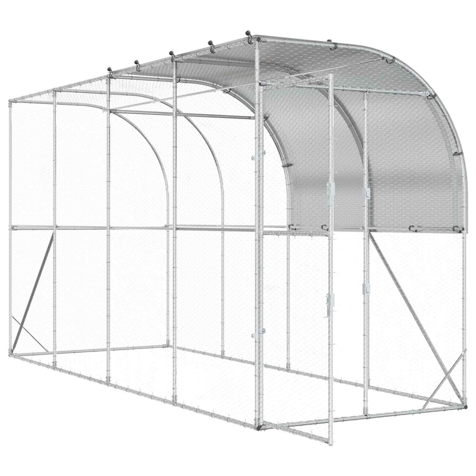 Seina äärne kana aed Hõbedane 400 x 150 x 215 cm