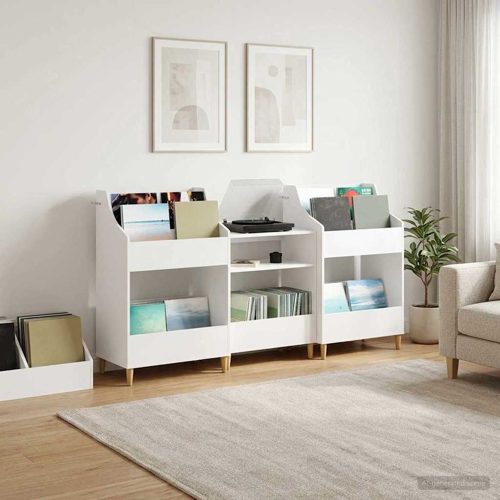 Meedia riiulite komplekt 3 tk Valge 212 x 46 x 112 cm Tehispuit
