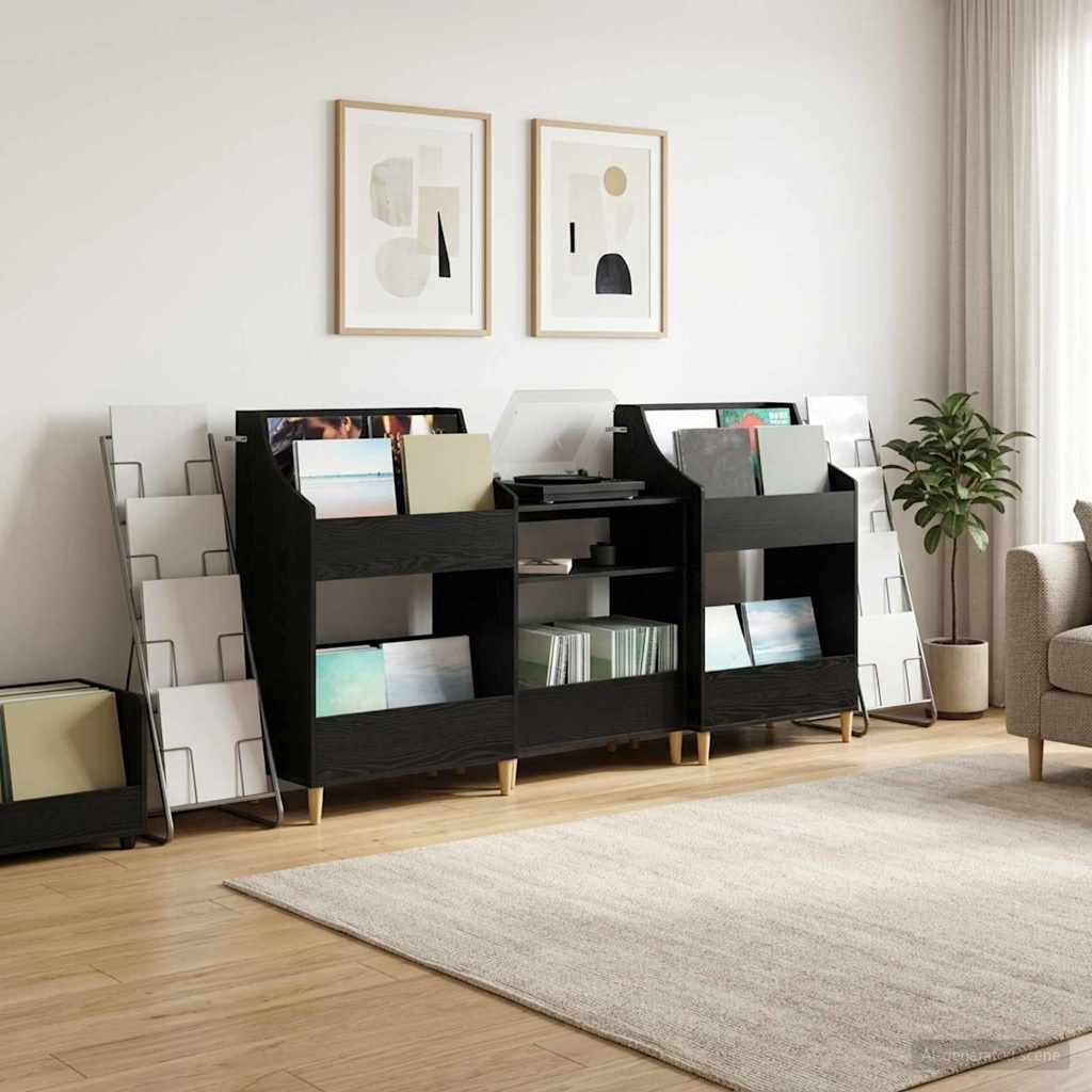 Meedia riiulite komplekt 3 tk Must tamm 212 x 46 x 112 cm