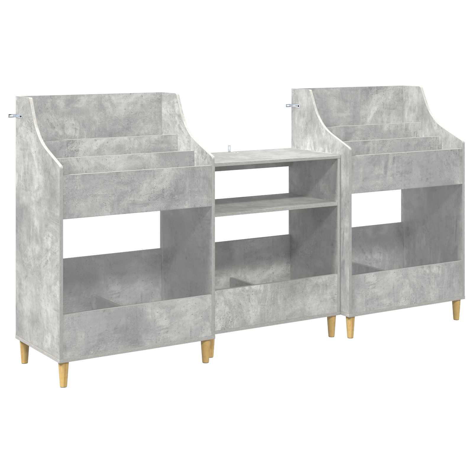 Meedia riiulite komplekt 3 tk Betoonhall 212 x 46 x 112 cm
