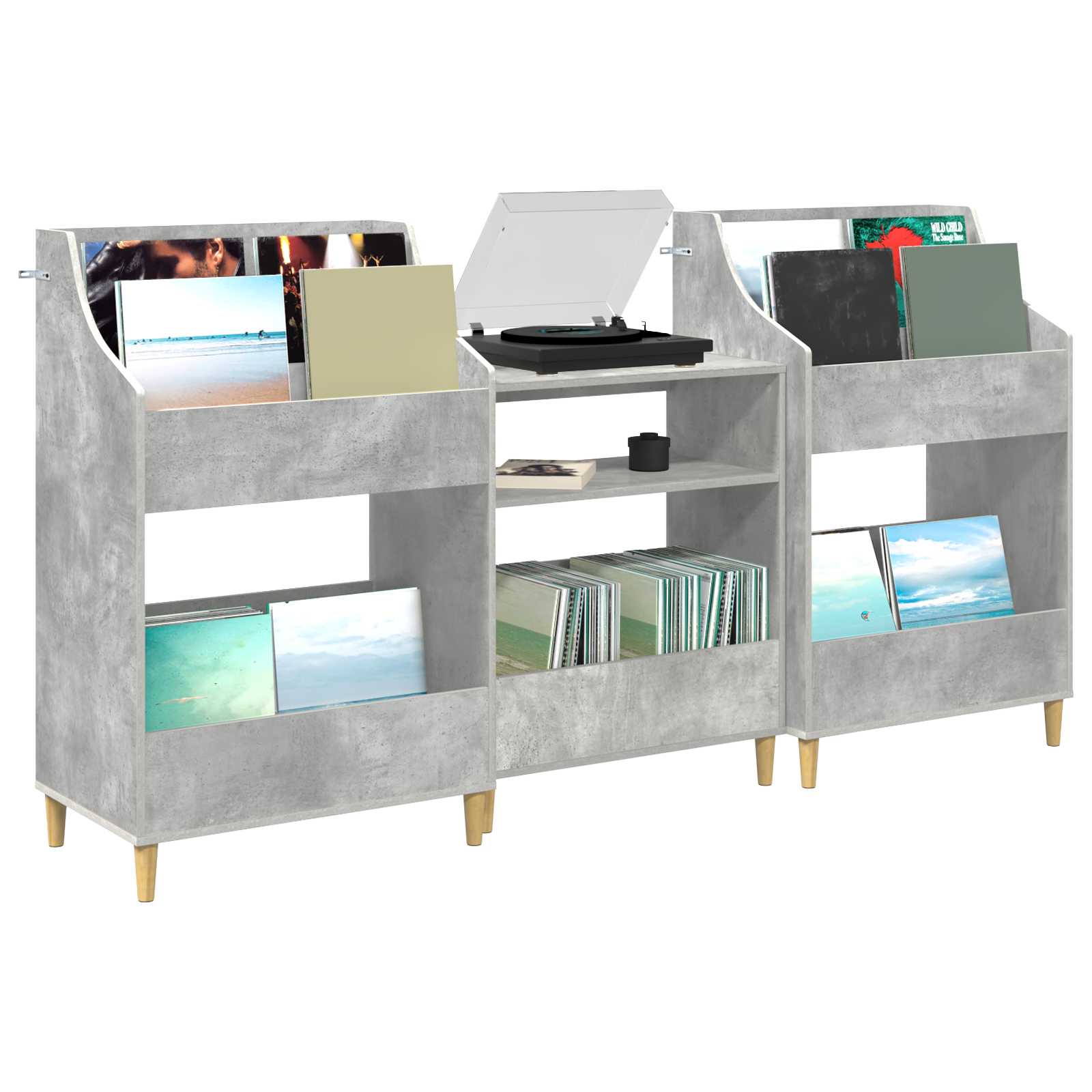 Meedia riiulite komplekt 3 tk Betoonhall 212 x 46 x 112 cm