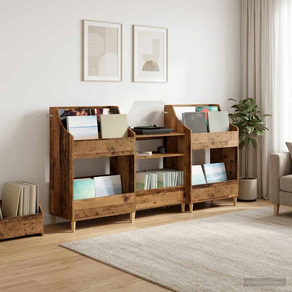 Meedia riiulite komplekt 3 tk Vana puit 212 x 46 x 112 cm