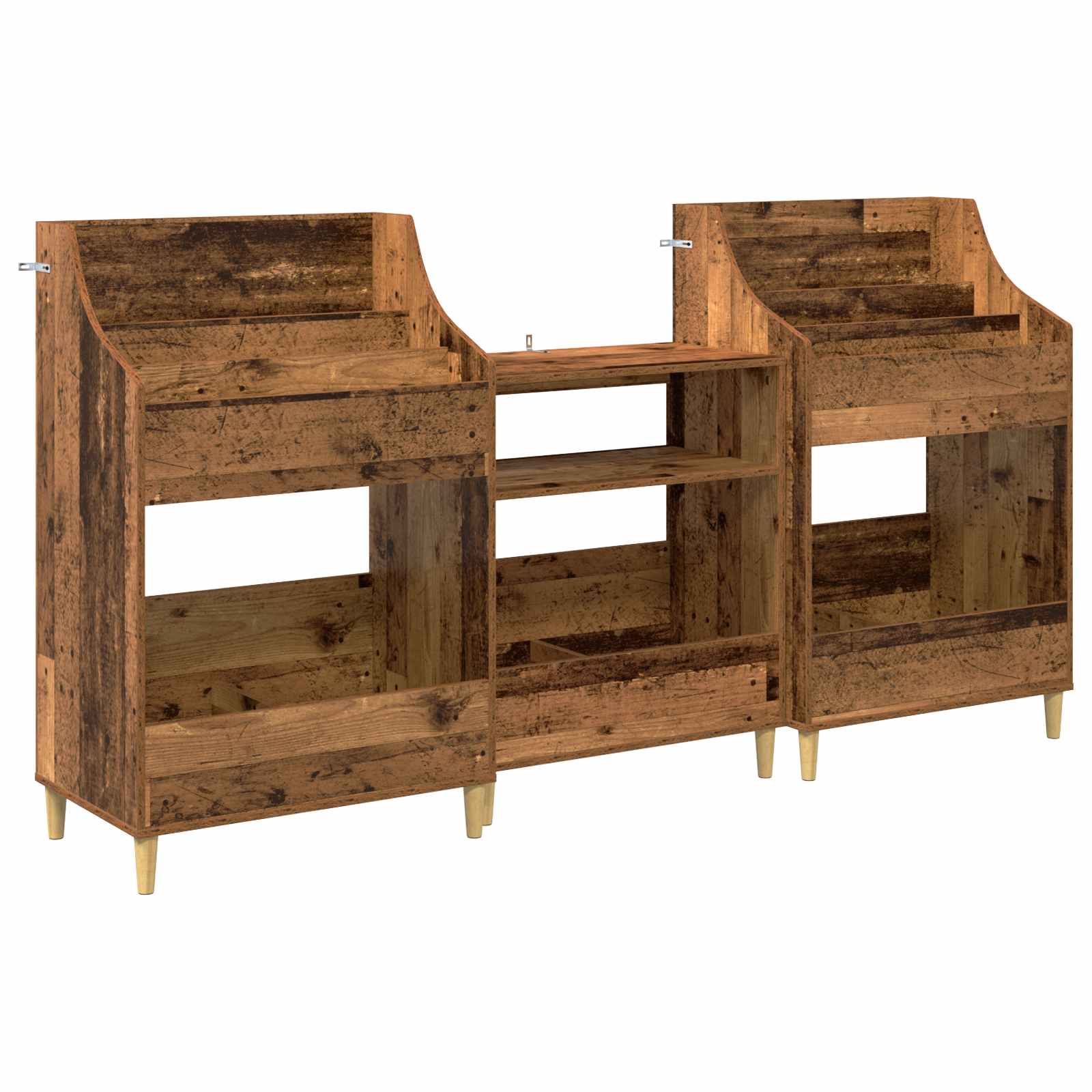 Meedia riiulite komplekt 3 tk Vana puit 212 x 46 x 112 cm