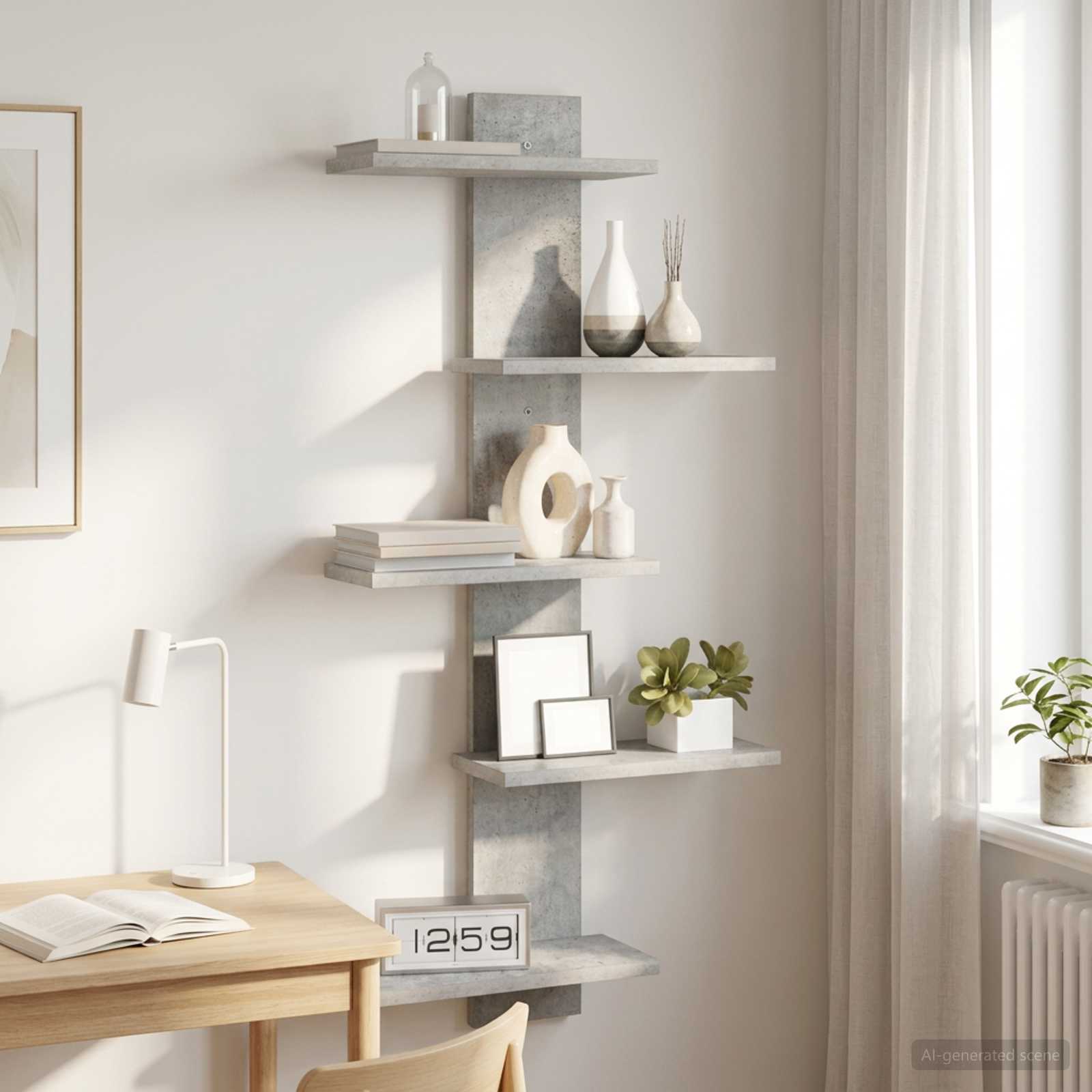 Seina hõljumine riiul Betoonhall 48,5 x 15 x 101 cm Tehispuit