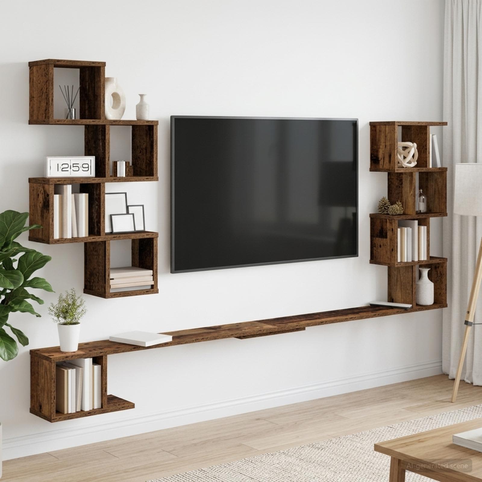 Seinale paigaldatav teleririiul Vana puit 180 x 15 x 94 cm