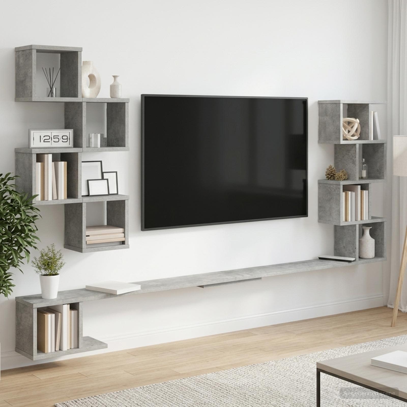 Seinale paigaldatav teleririiul Betoonhall 160 x 15 x 94 cm