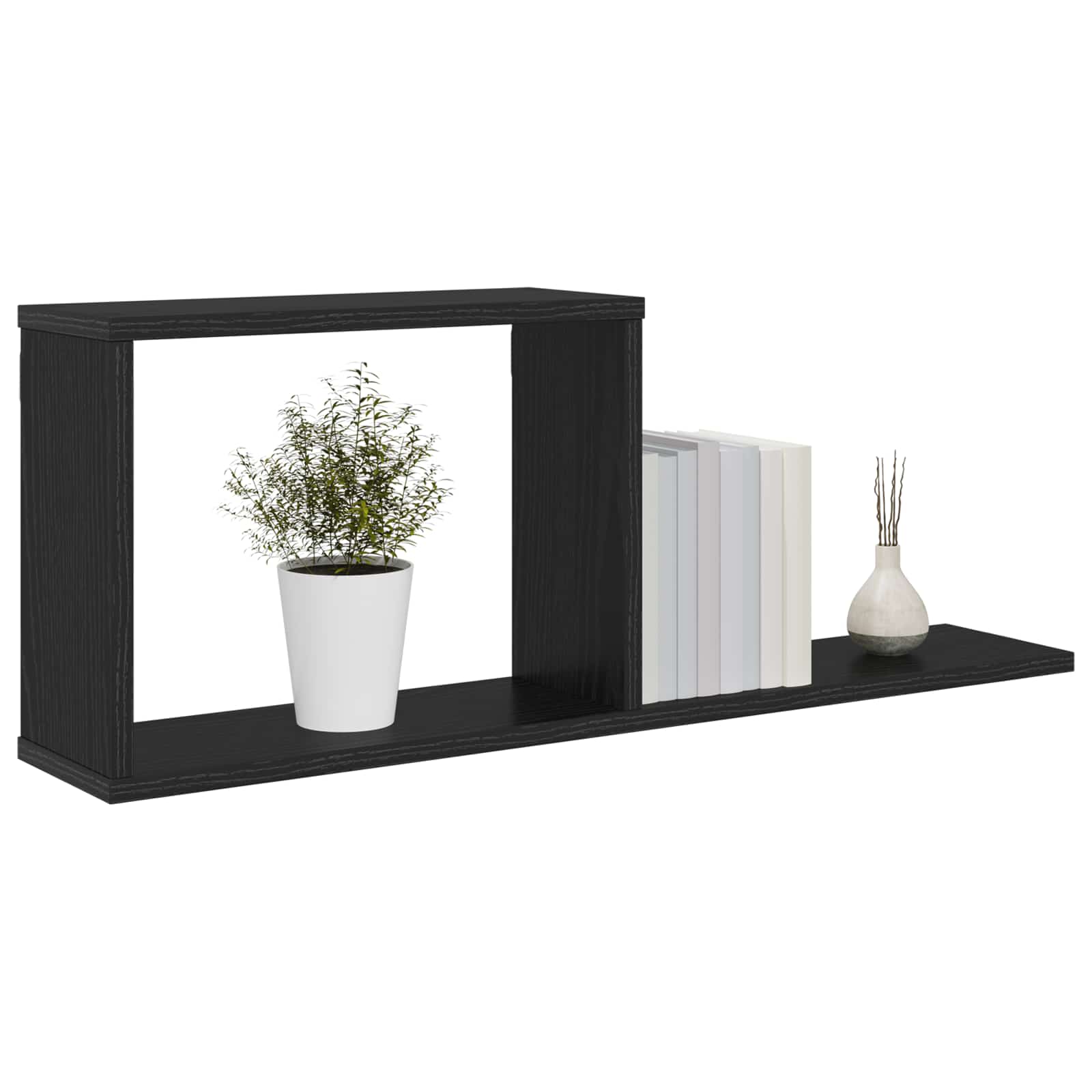 Seinale kinnitatavad riiulid 2 tk Must tamm 80 x 15 x 30 cm