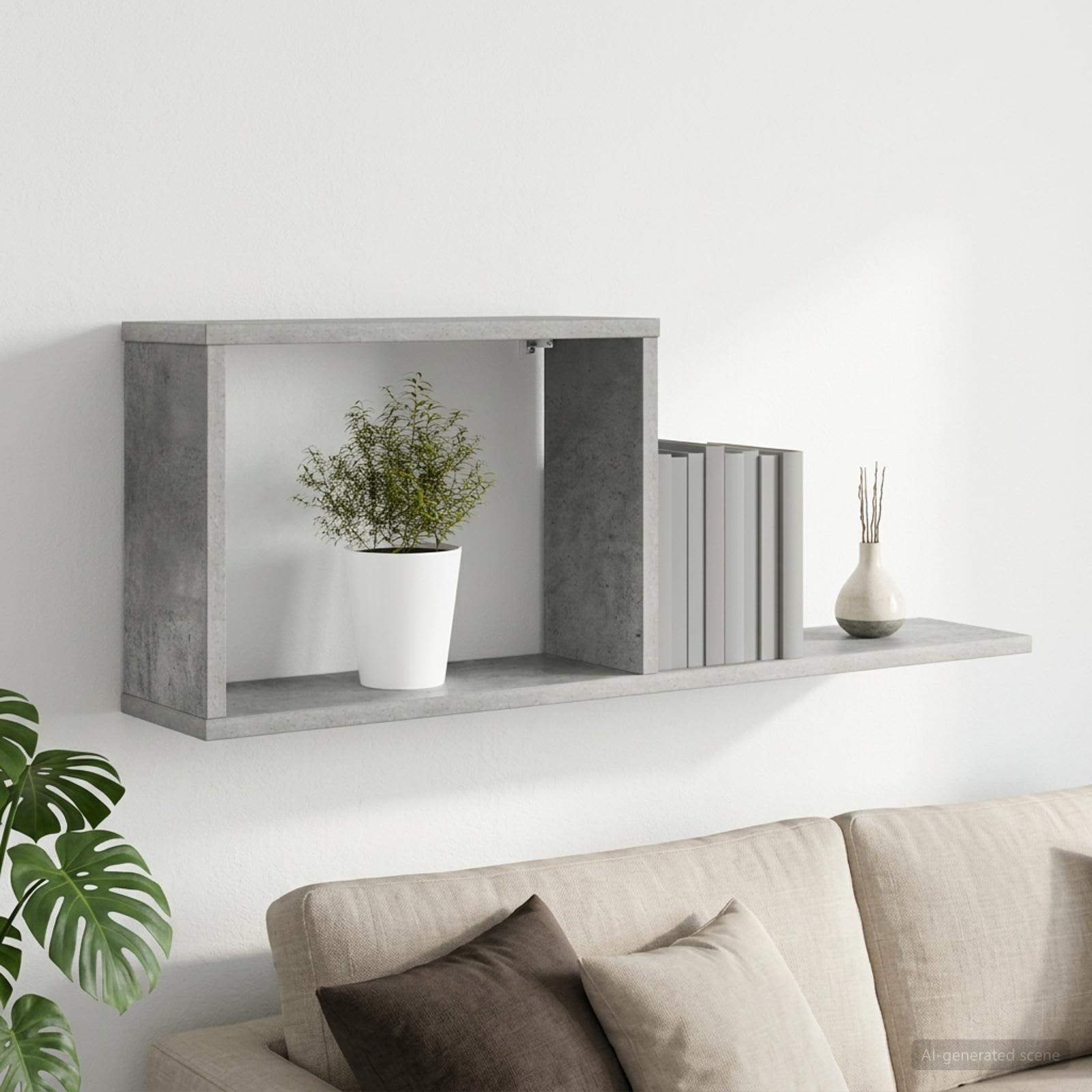 Seinale kinnitatavad riiulid Betoonhall 80 x 15 x 30 cm