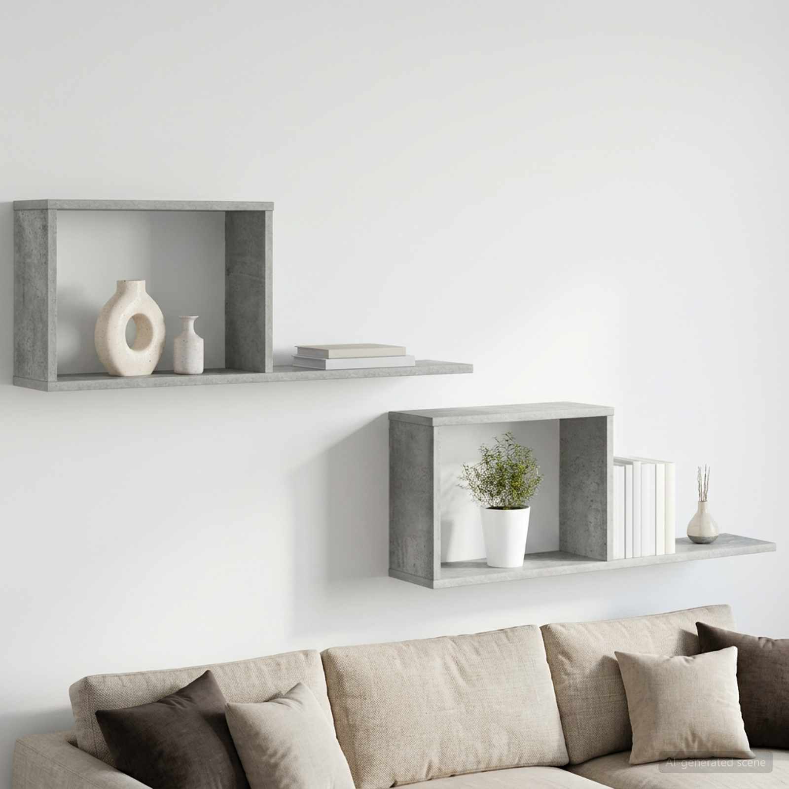 Seinale kinnitatavad riiulid 2 tk Betoonhall 80 x 15 x 30 cm