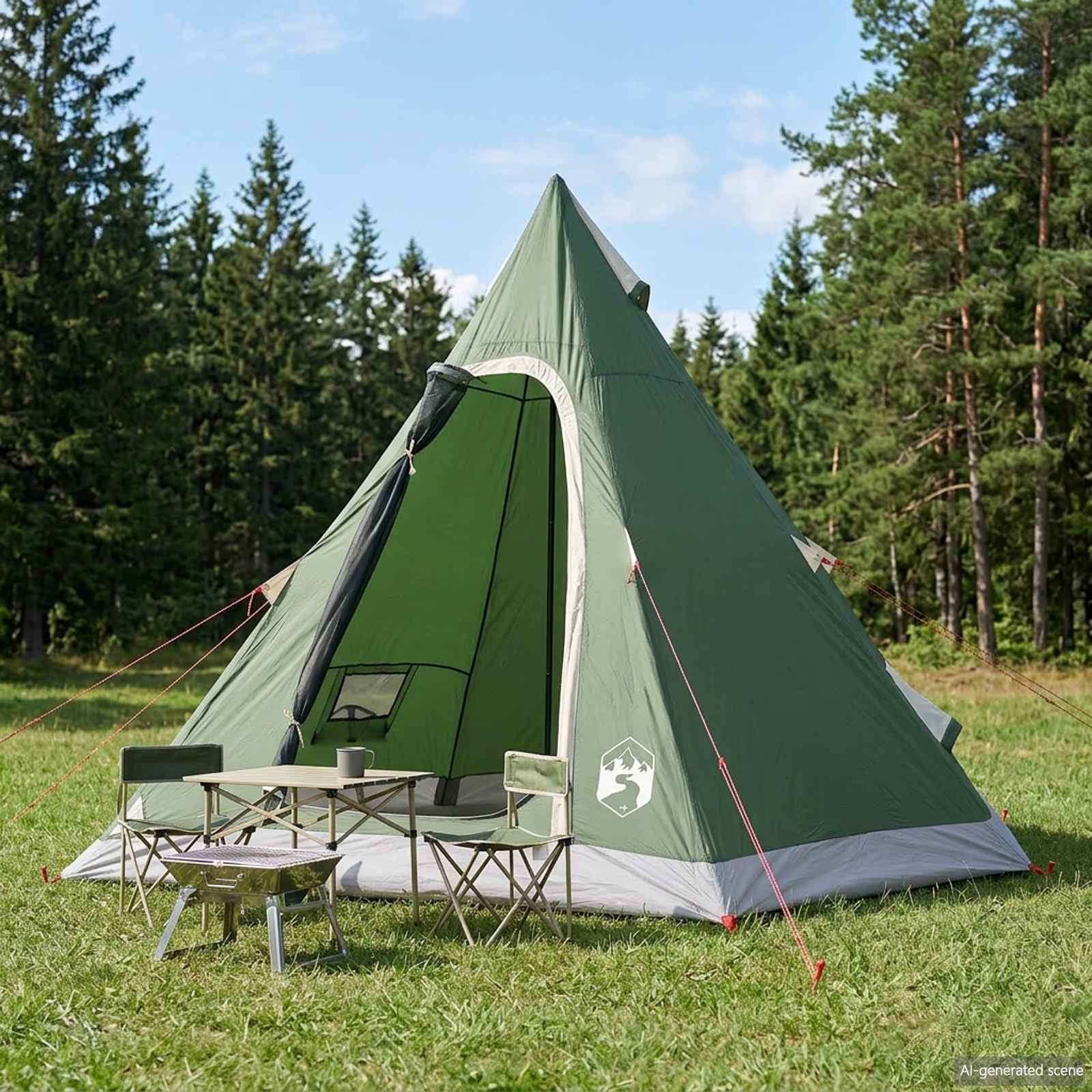 Tipi Tent Water-Resistant 3-kohaline Roheline